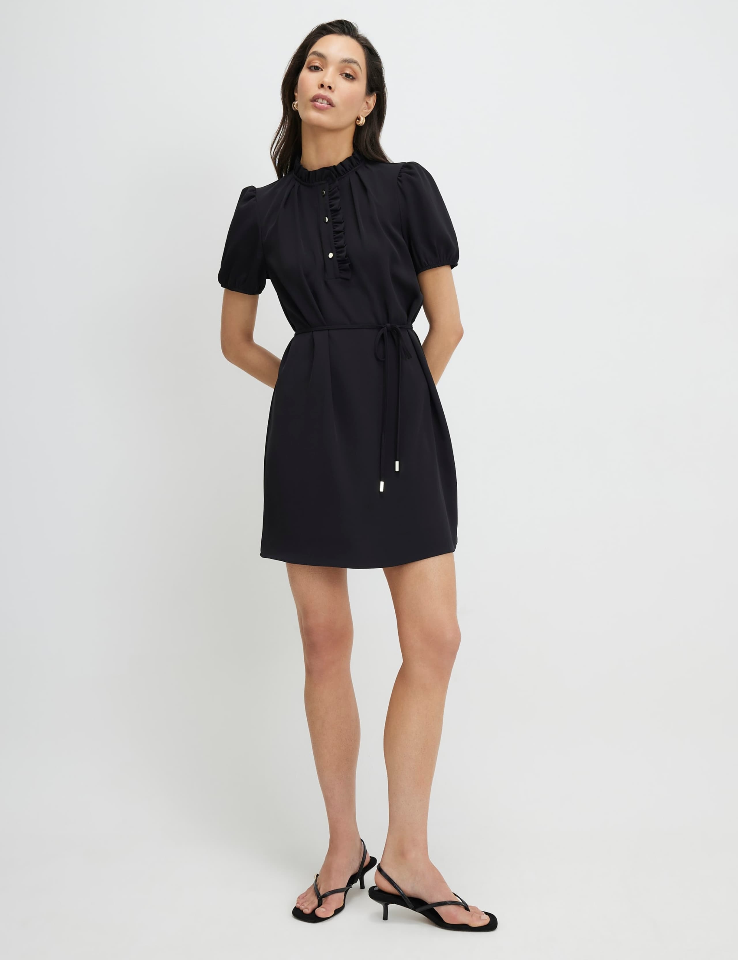 Twill Workwear High Neck Mini Shift Dress 2 of 4