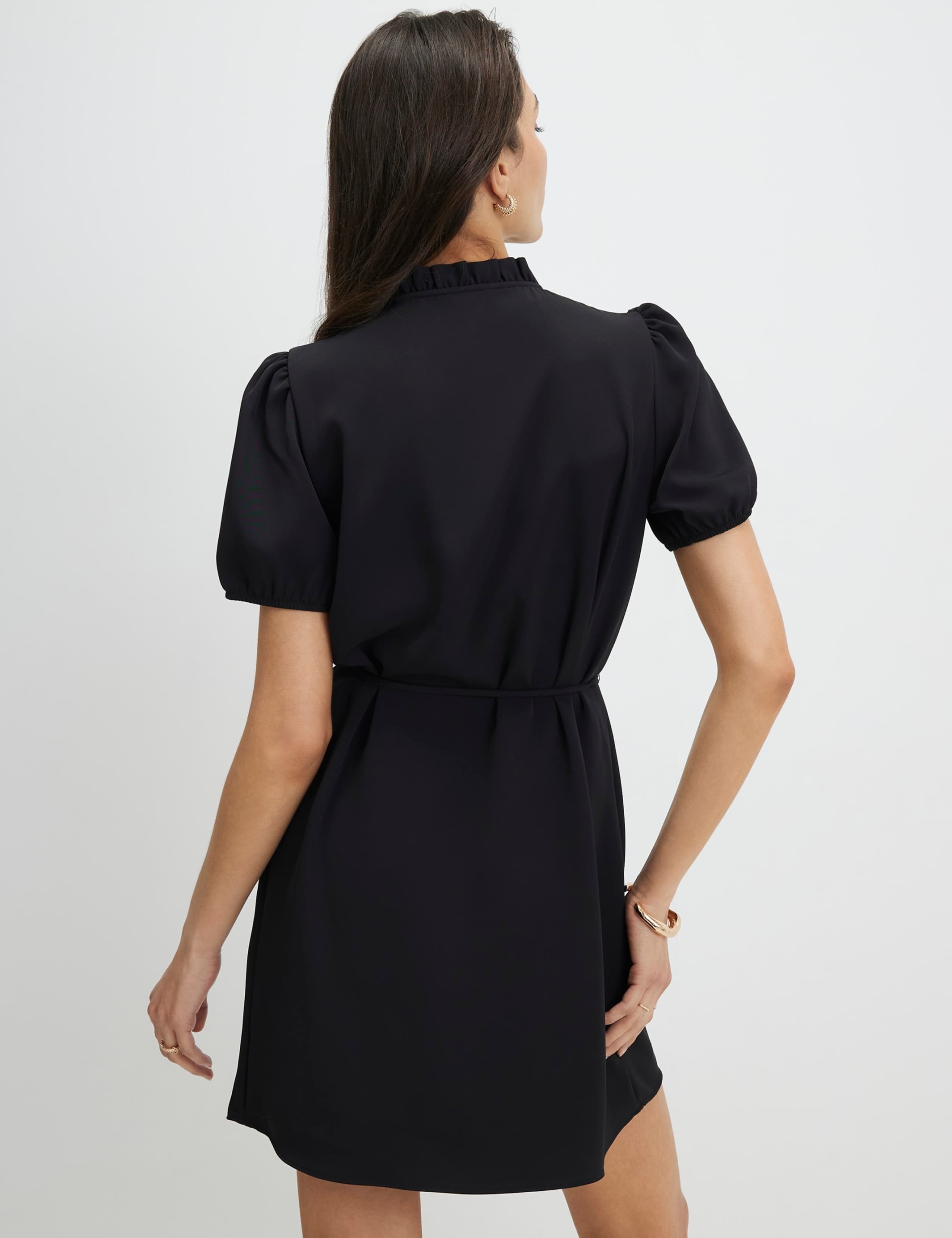 Twill Workwear High Neck Mini Shift Dress 3 of 4