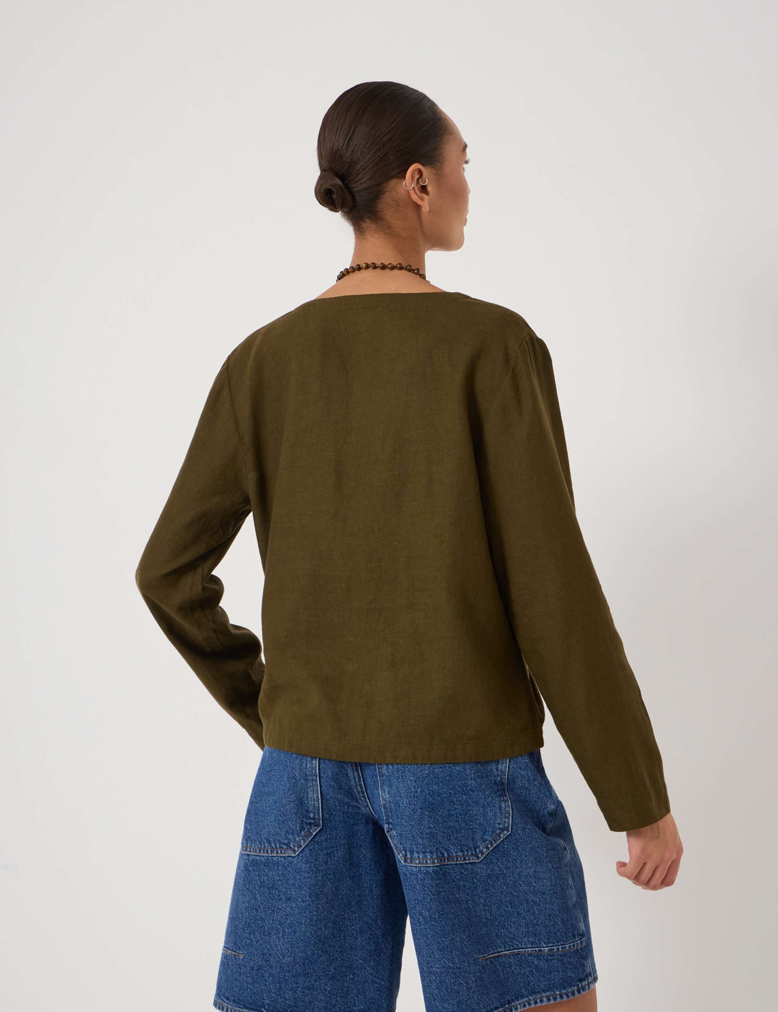 Linen Rich V-Neck Twist Front Top 5 of 5