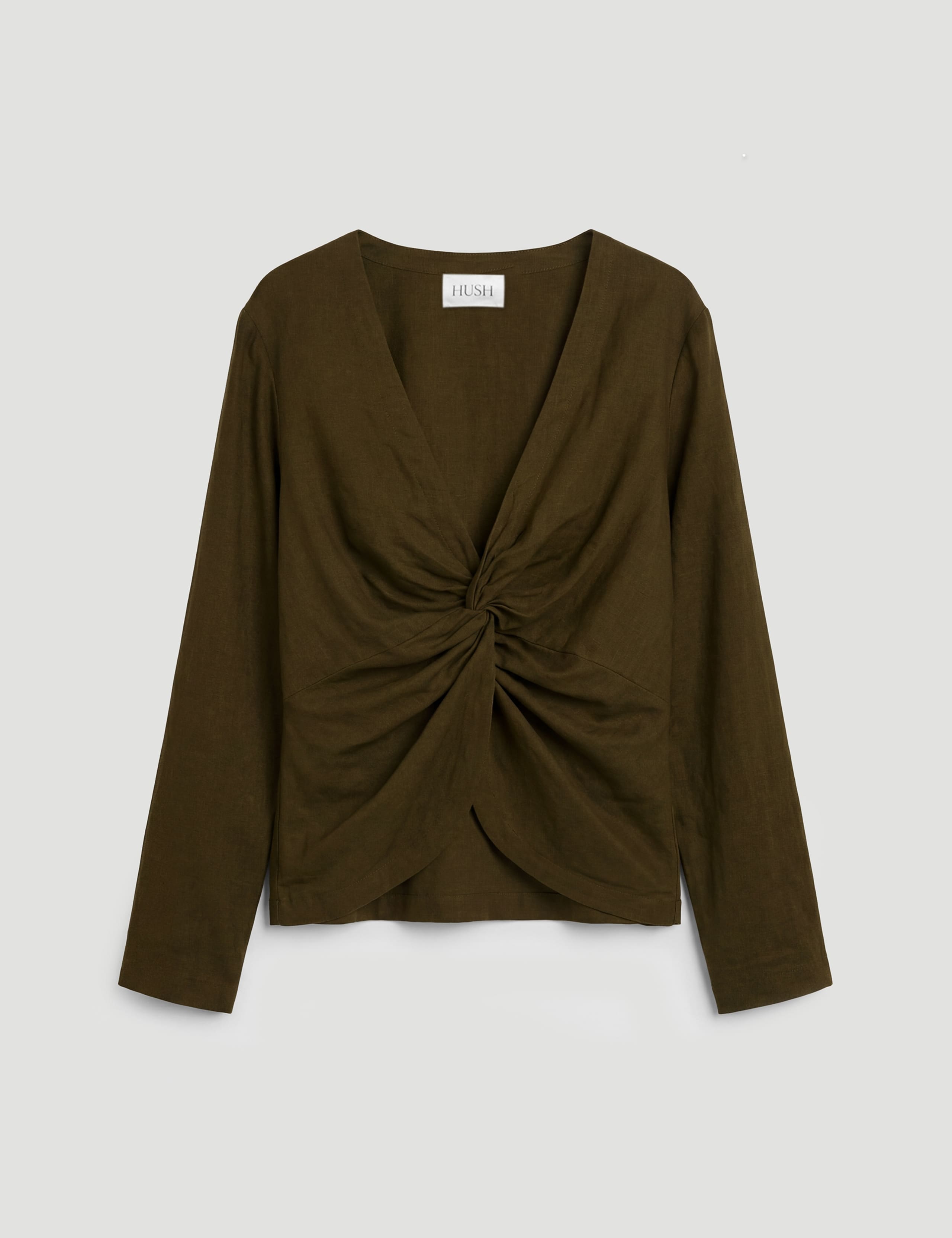Linen Rich V-Neck Twist Front Top 2 of 5