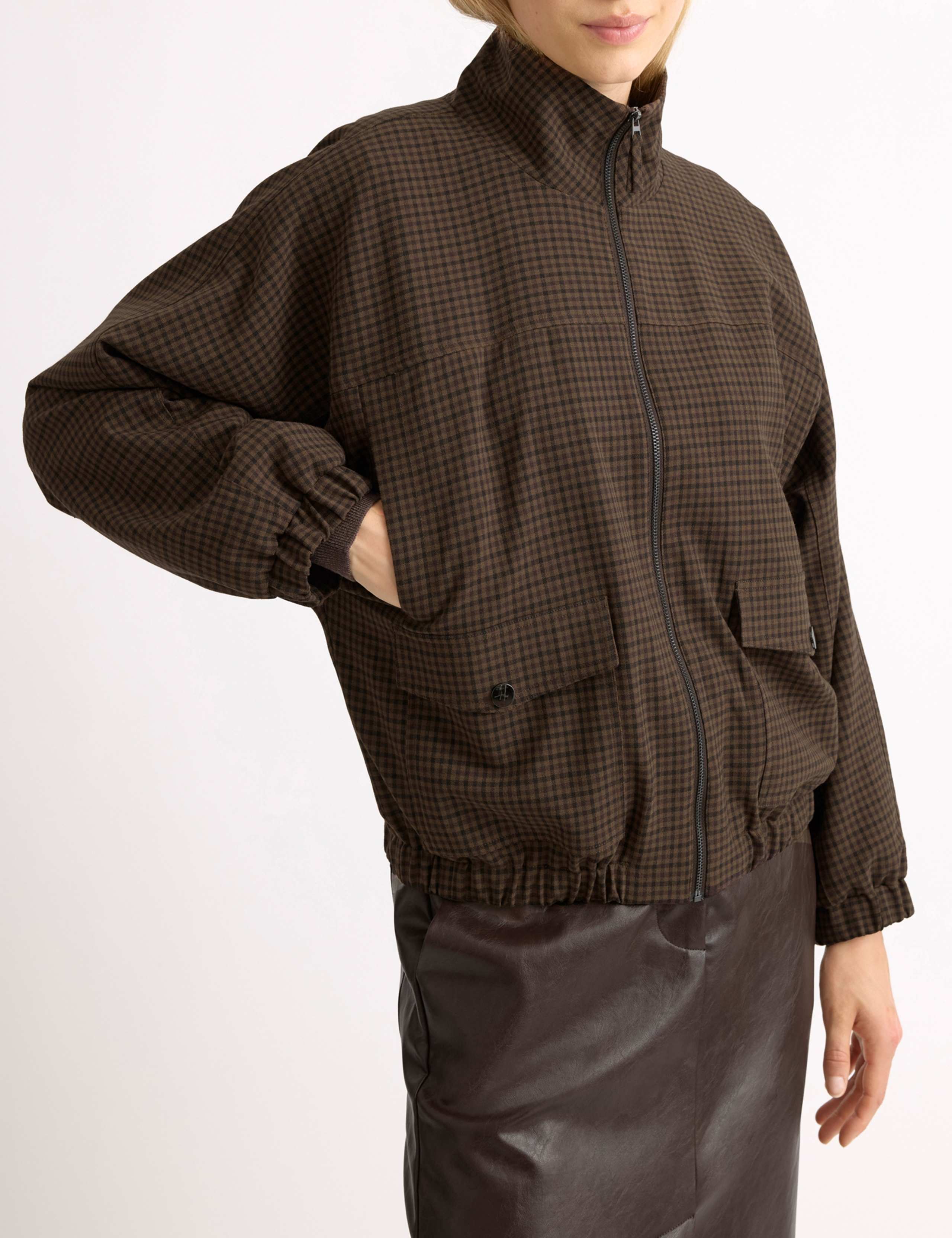 Gingham High Neck Bomber Jacket 3 of 5