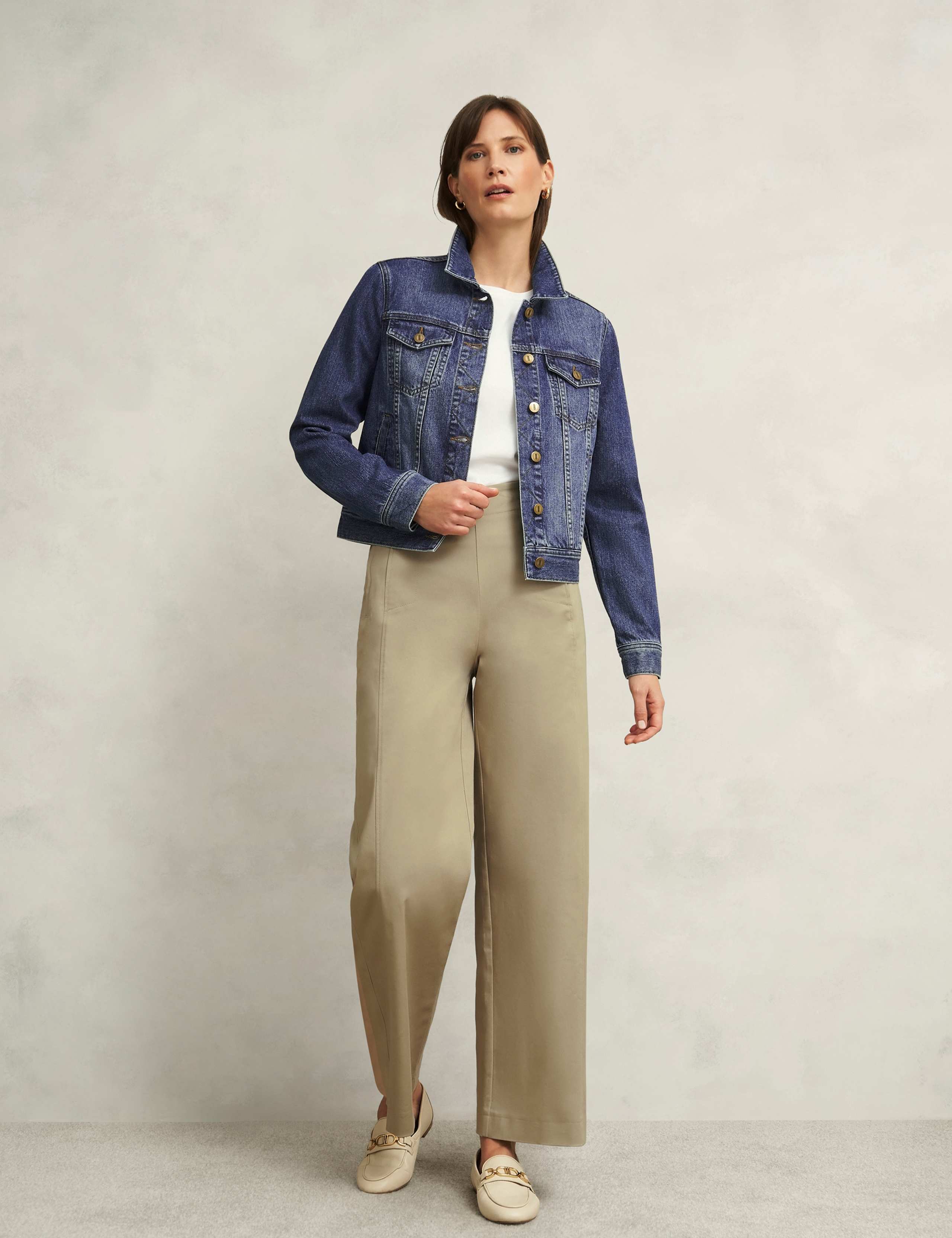 Kimmi Cotton Rich Wide Leg Cropped Trousers 3 of 8