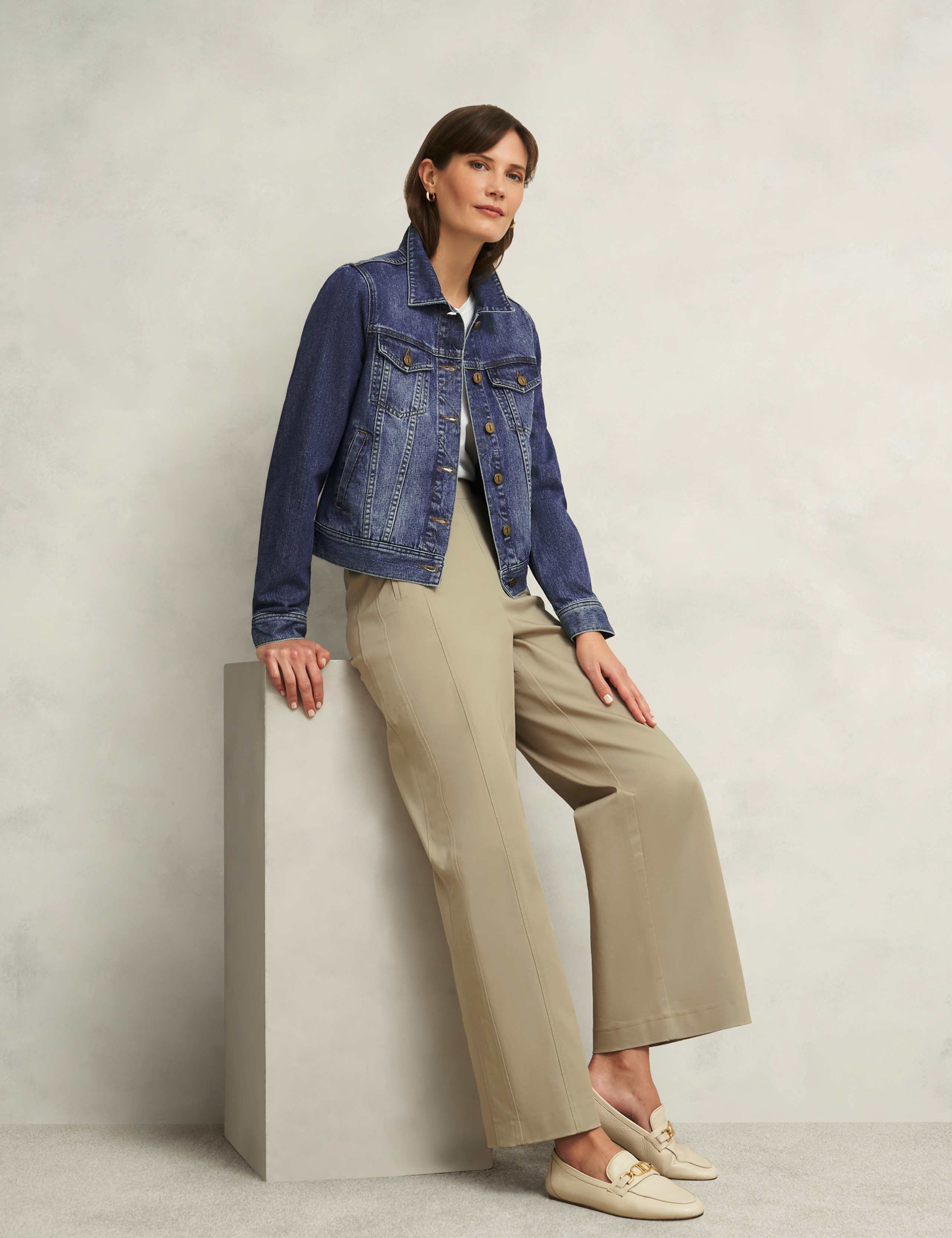 Kimmi Cotton Rich Wide Leg Cropped Trousers 4 of 8