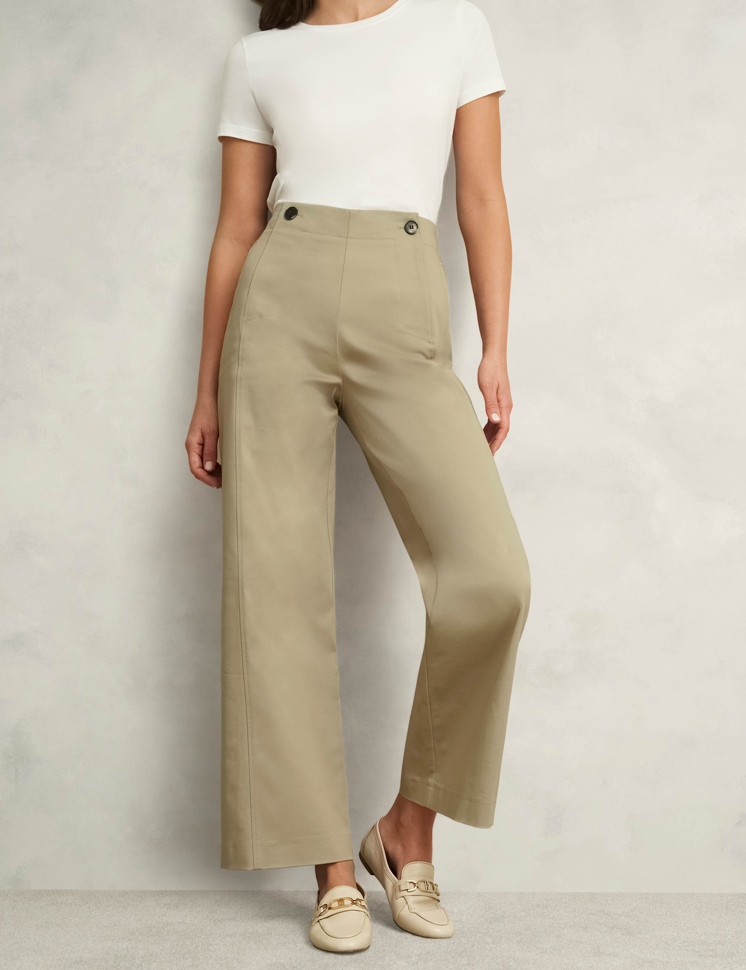 Kimmi Cotton Rich Wide Leg Cropped Trousers 5 of 8