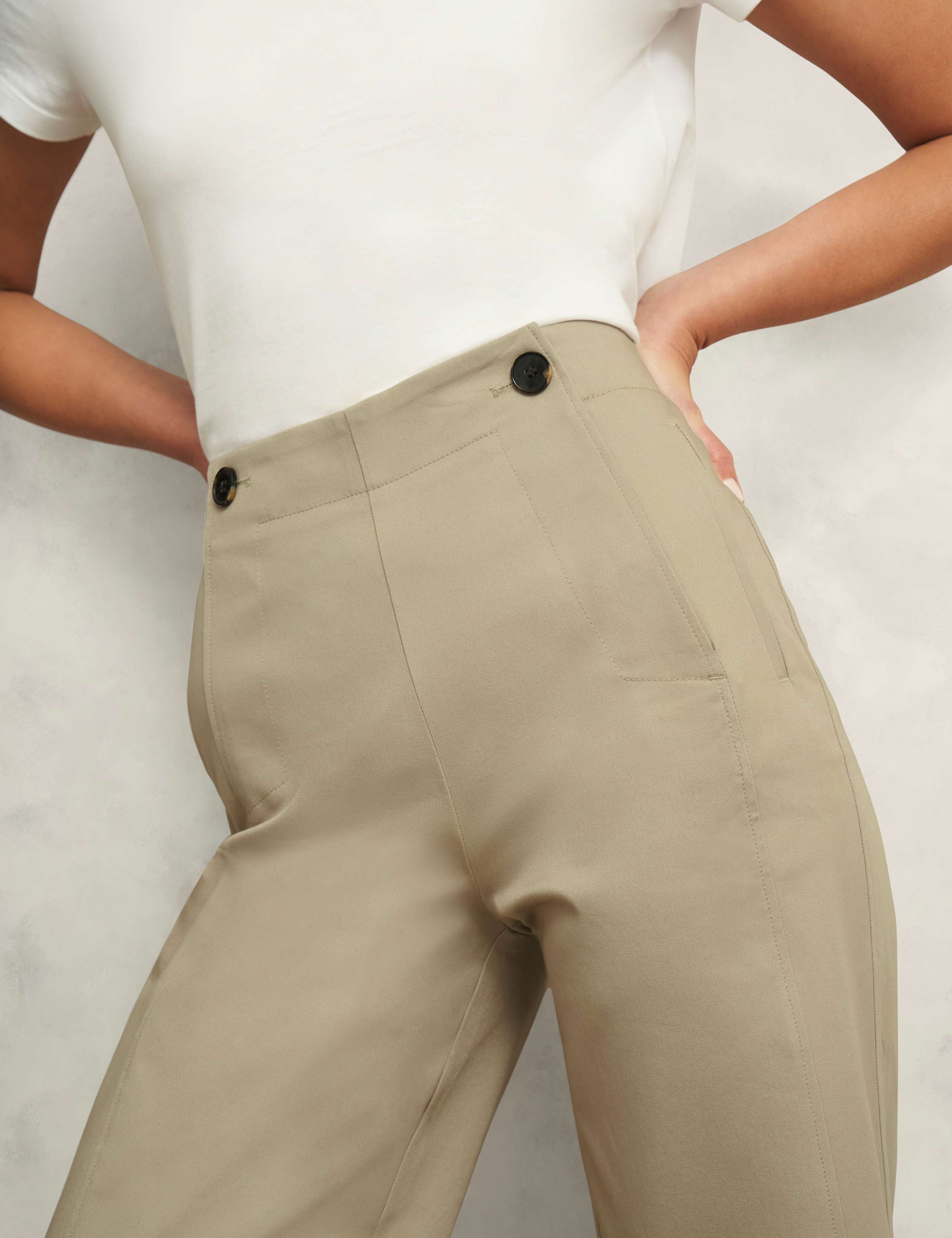 Kimmi Cotton Rich Wide Leg Cropped Trousers 7 of 8