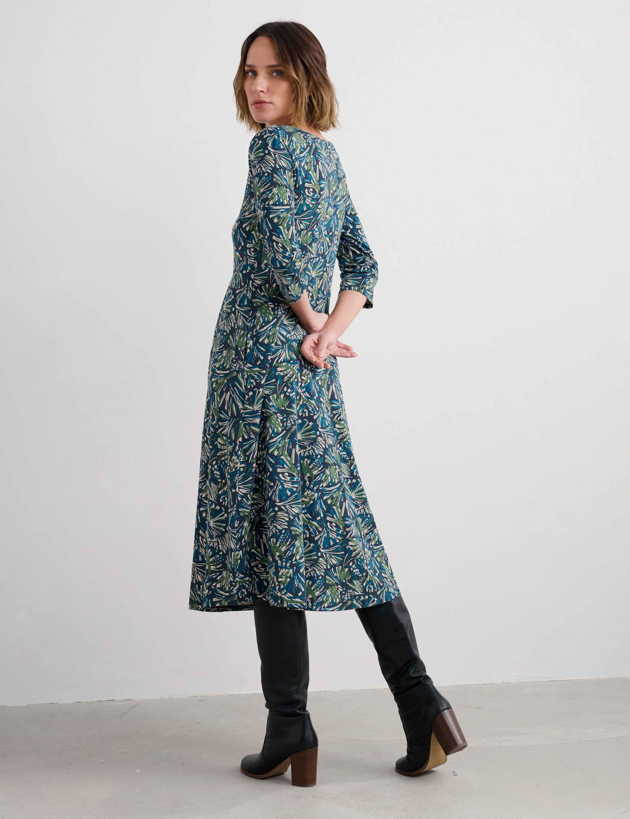 Cotton Rich Floral Midi Skater Dress 3 of 5