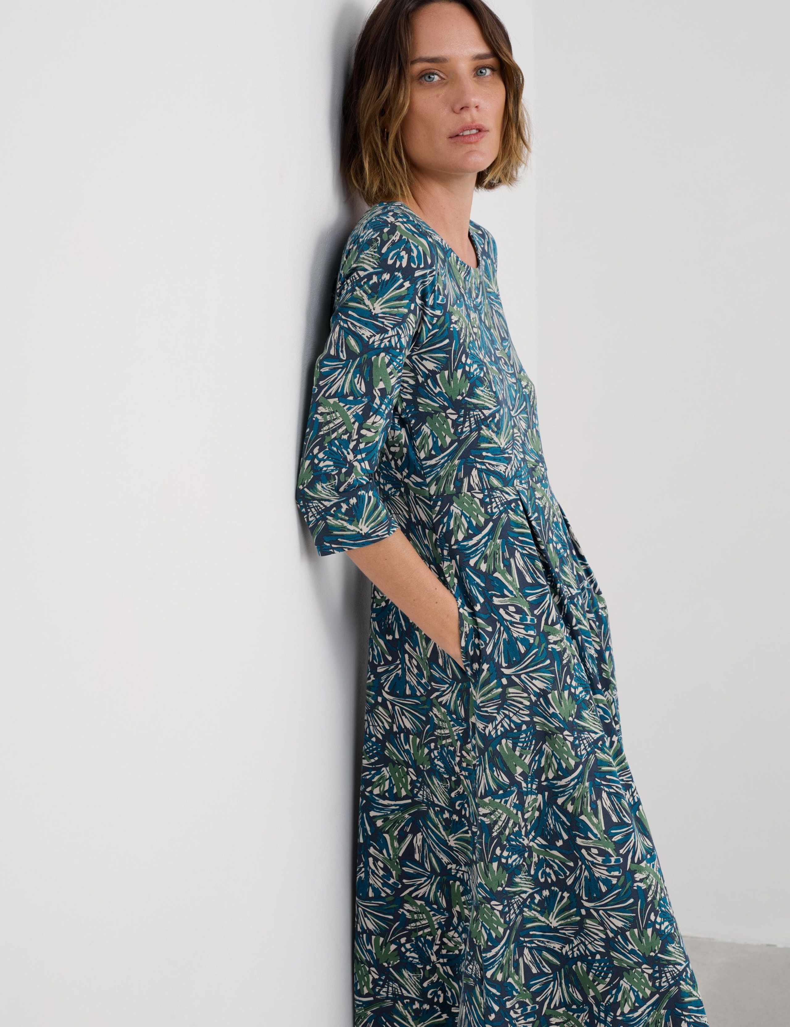 Cotton Rich Floral Midi Skater Dress 4 of 5