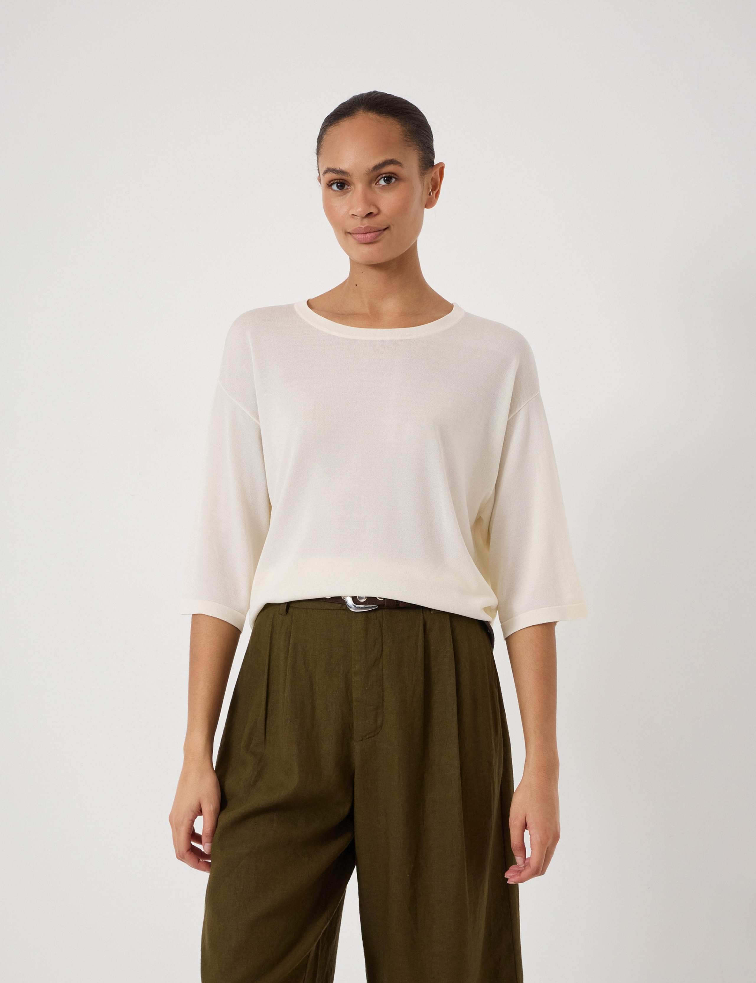 Crew Neck Relaxed Knitted T-Shirt 1 of 5