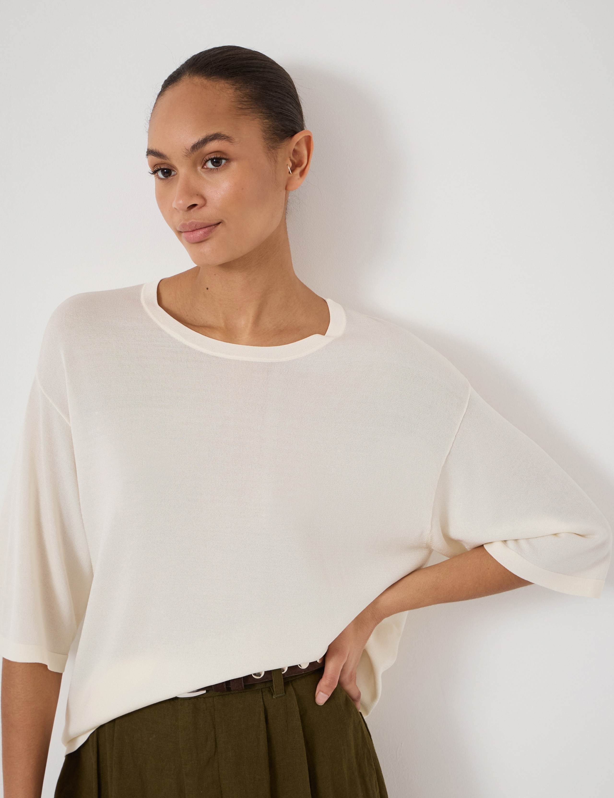Crew Neck Relaxed Knitted T-Shirt 4 of 5