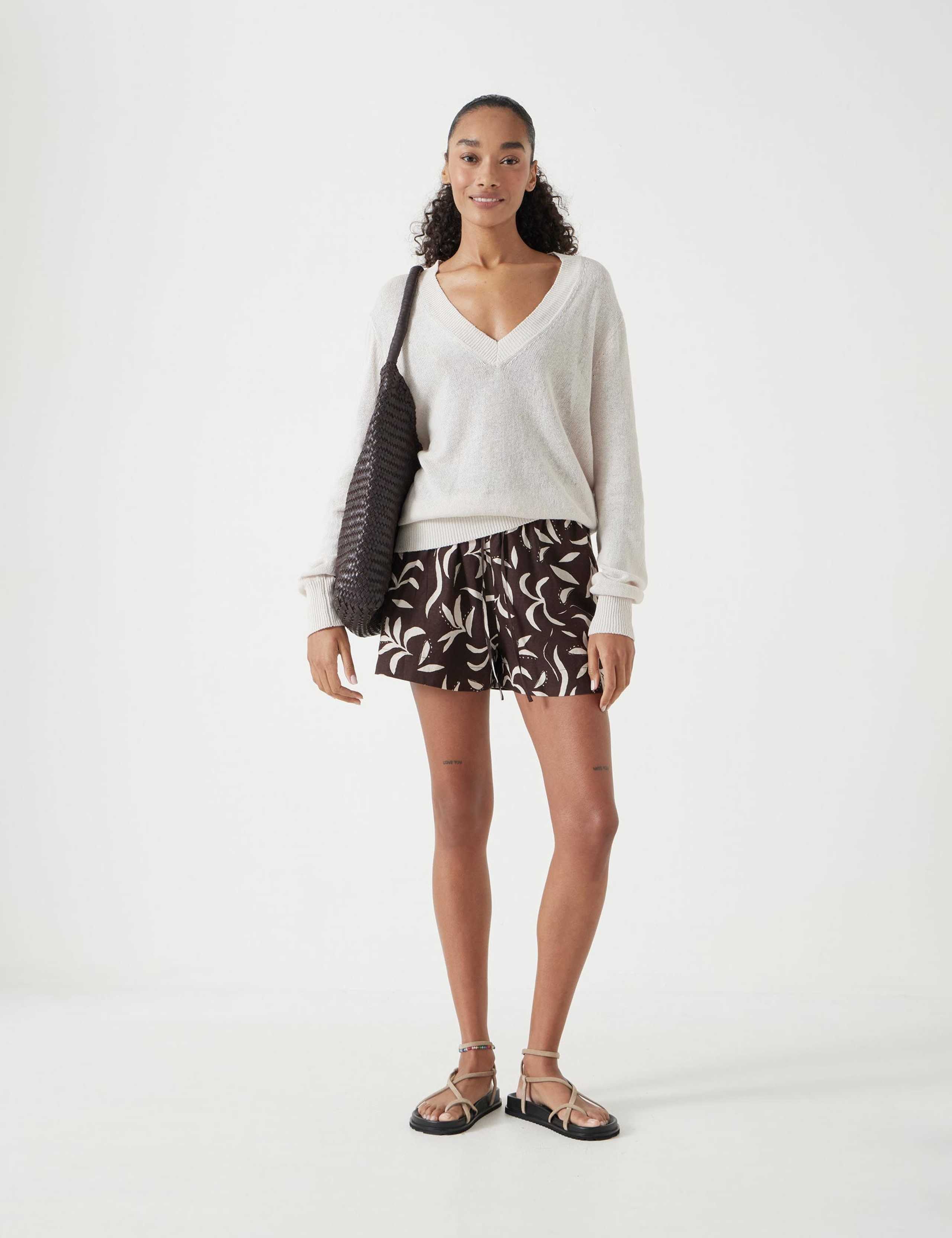 Linen Blend V-Neck Jumper 3 of 6