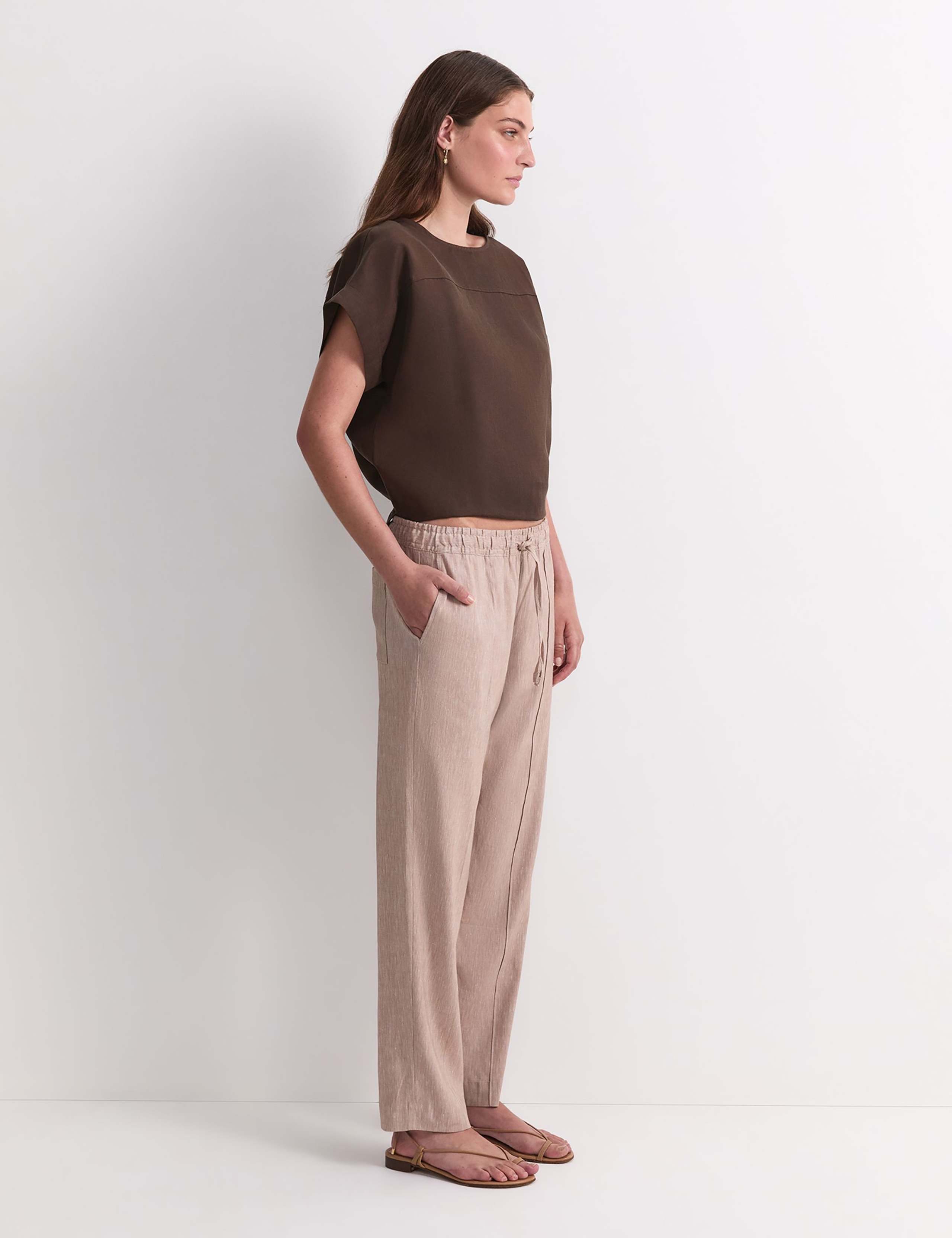 Linen Blend Relaxed Tapered Trousers 4 of 4
