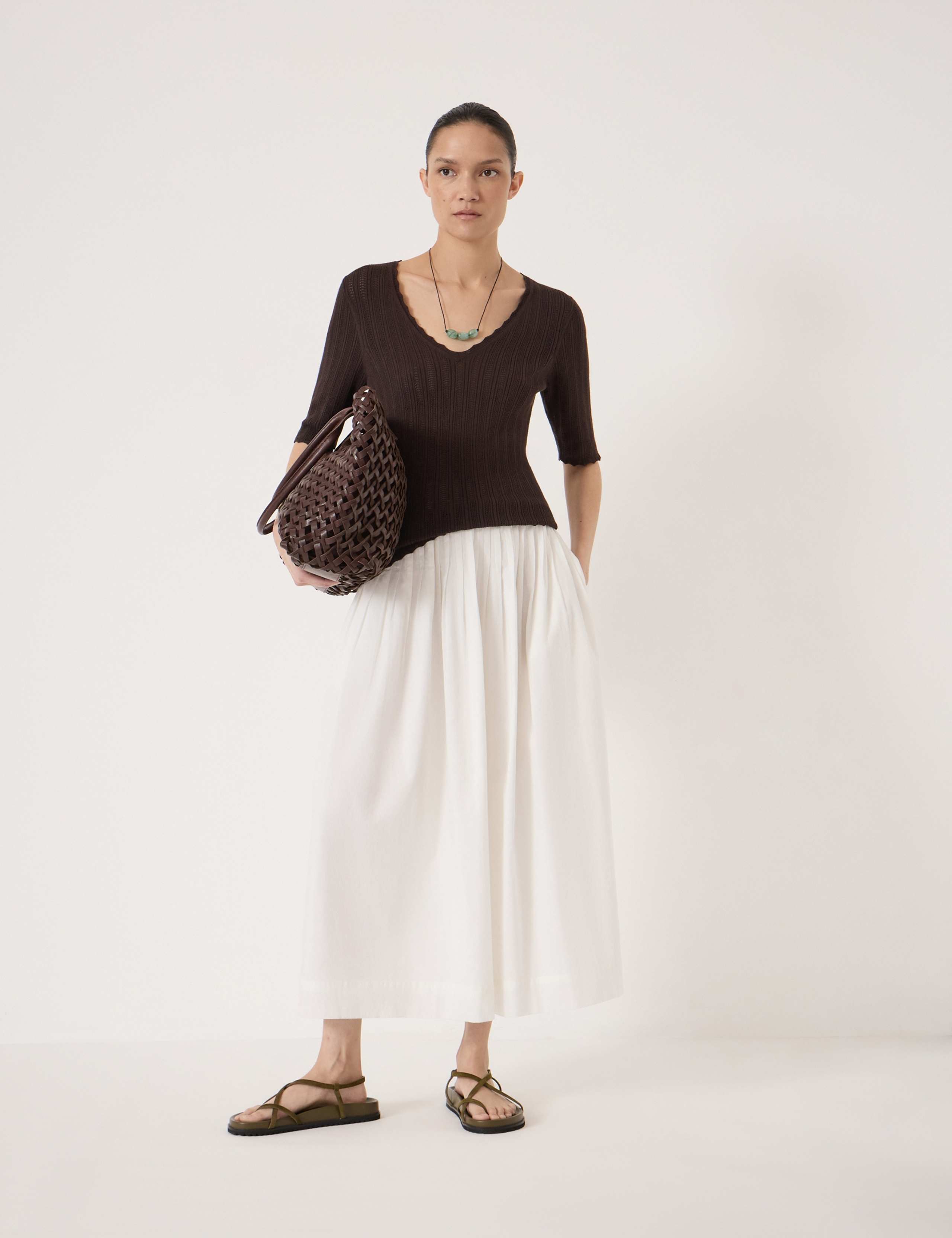Fine Pointelle V-Neck T-Shirt 5 of 6