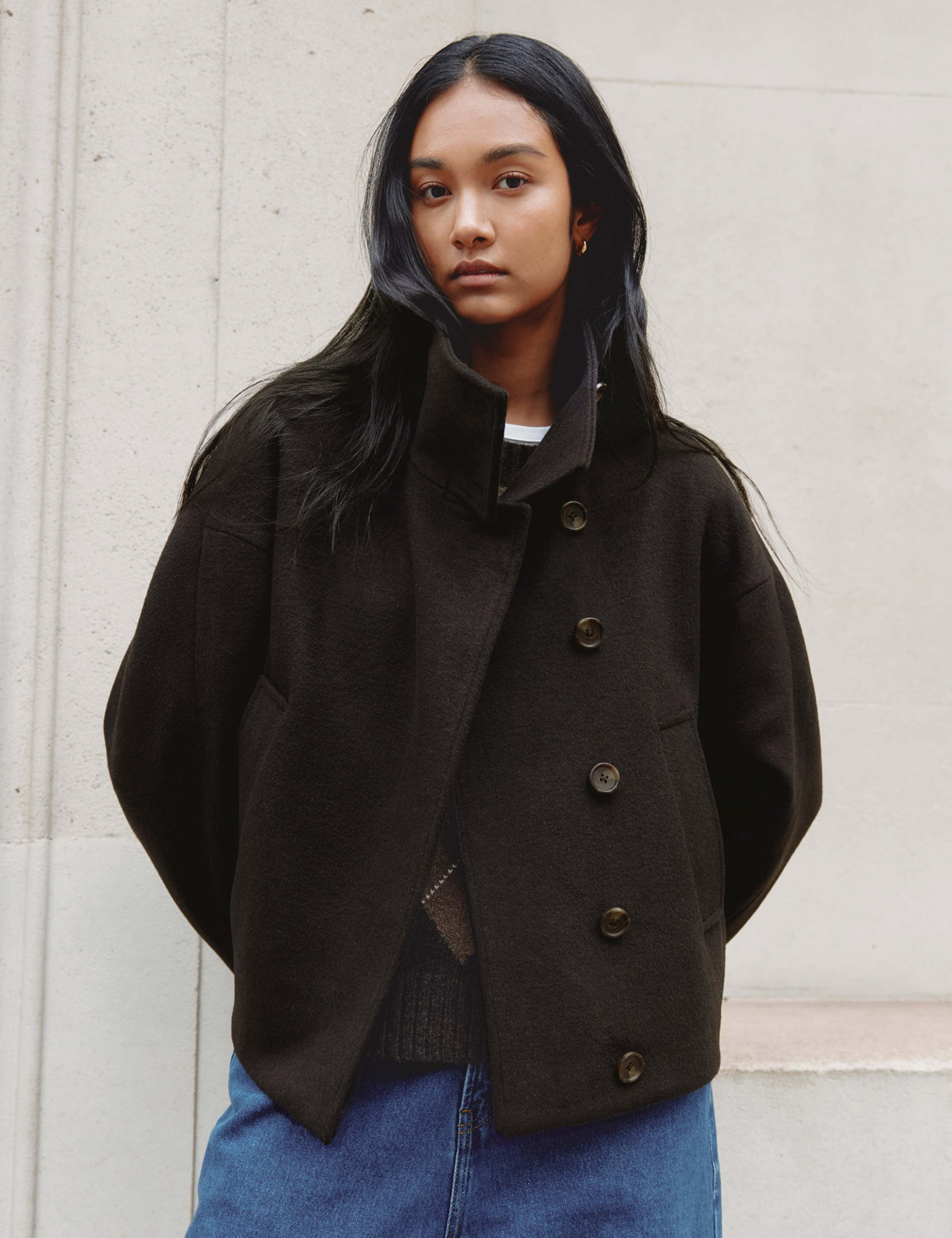 Wool Blend Funnel Neck Jacket 5 of 6