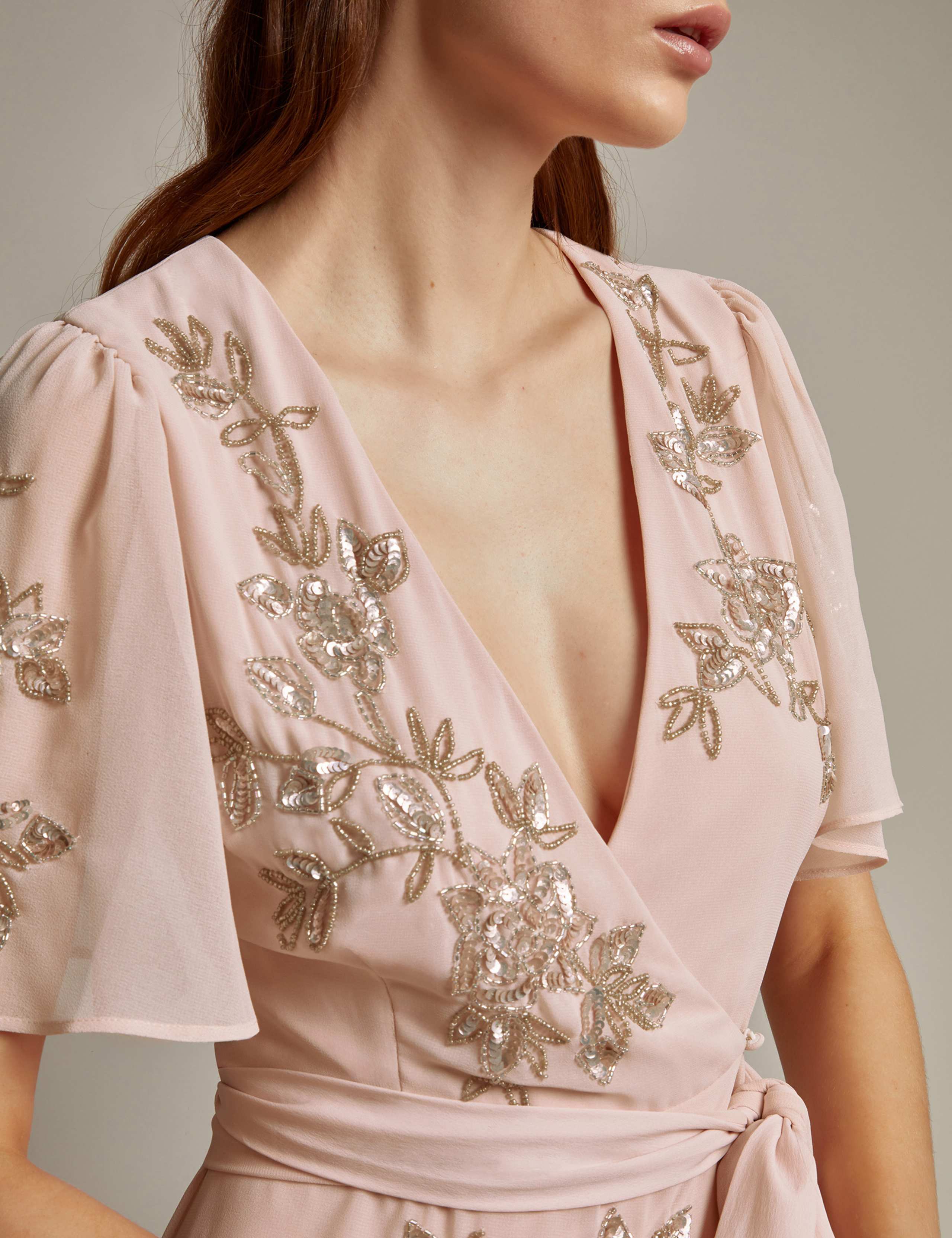 Embellished V-Neck Midi Wrap Dress 3 of 5