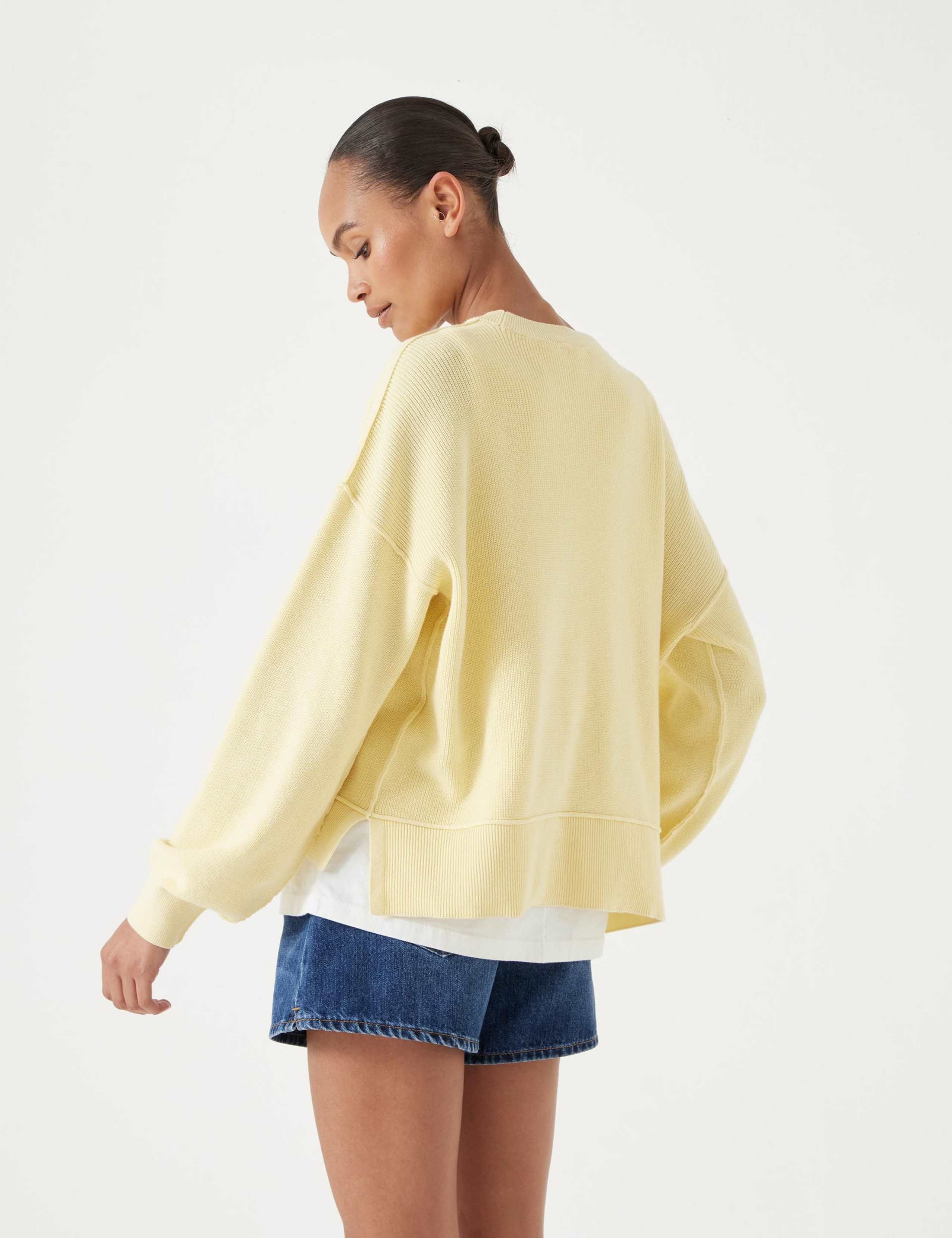 Pure Cotton Ribbed Textured Crew Neck Jumper 3 of 5