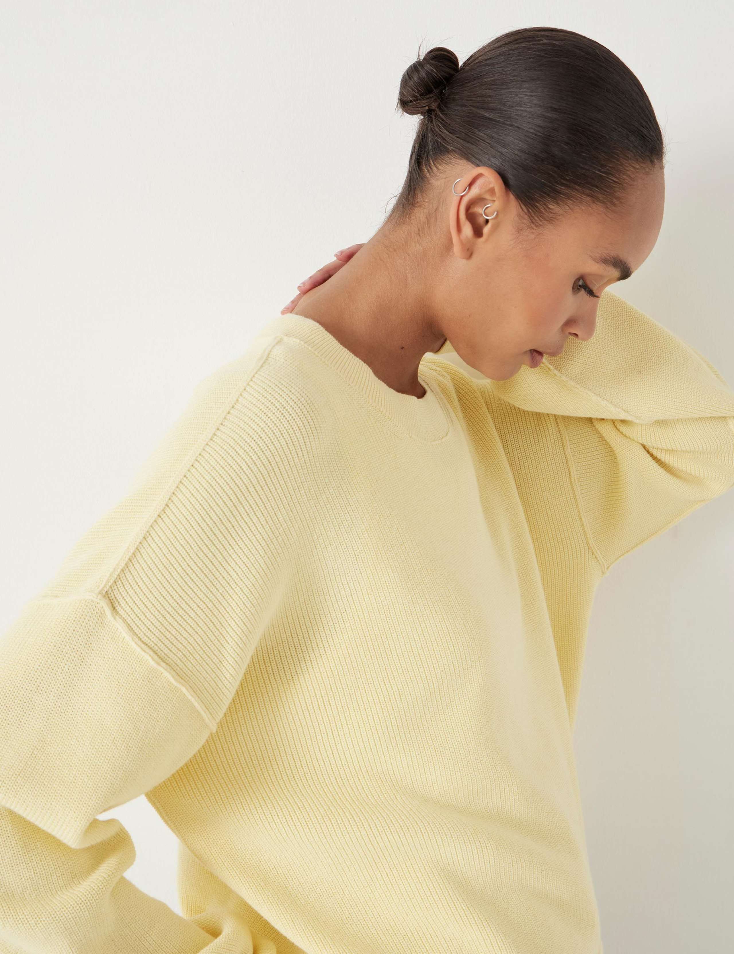Pure Cotton Ribbed Textured Crew Neck Jumper 5 of 5