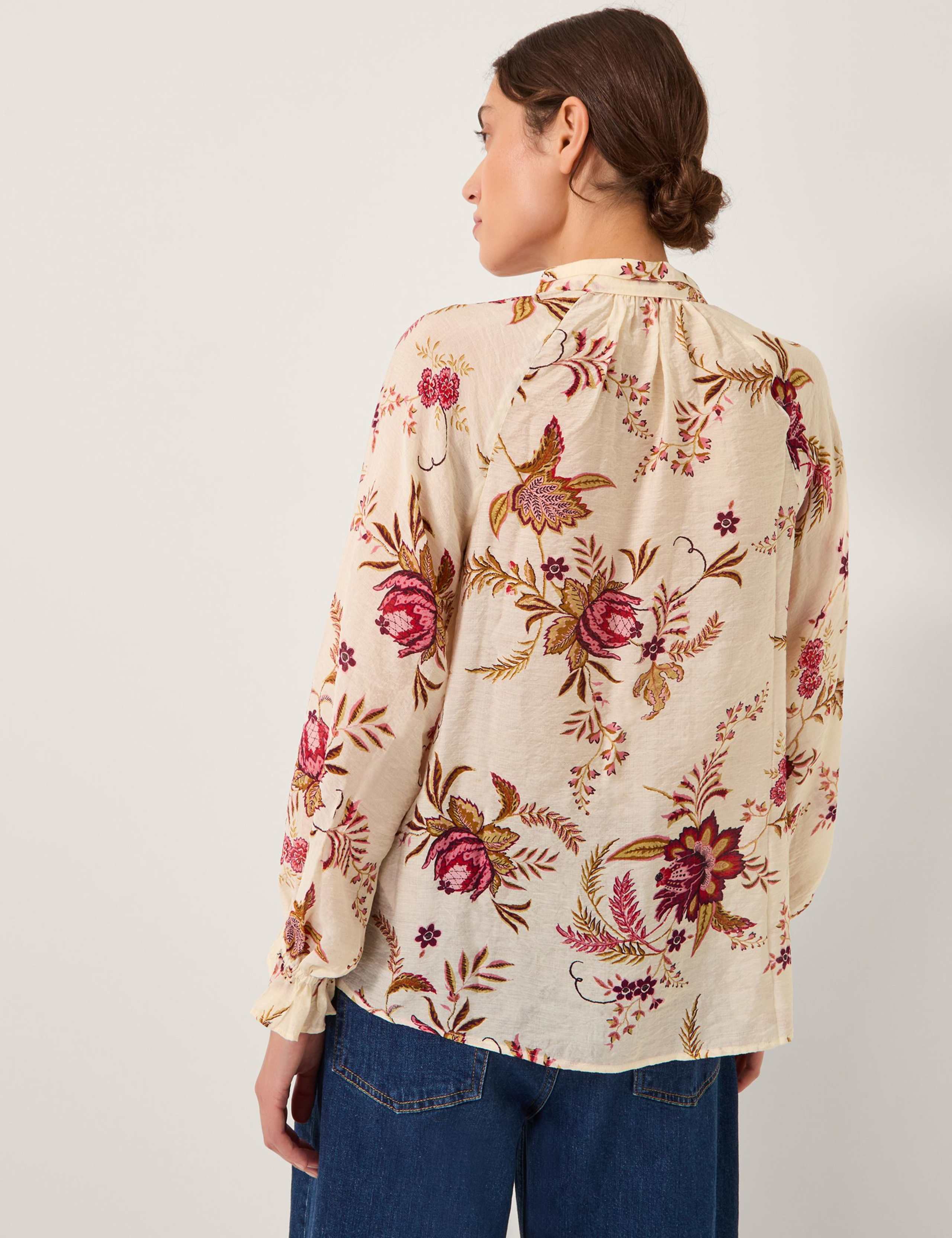 Floral Tie Neck Button Through Blouse 2 of 5