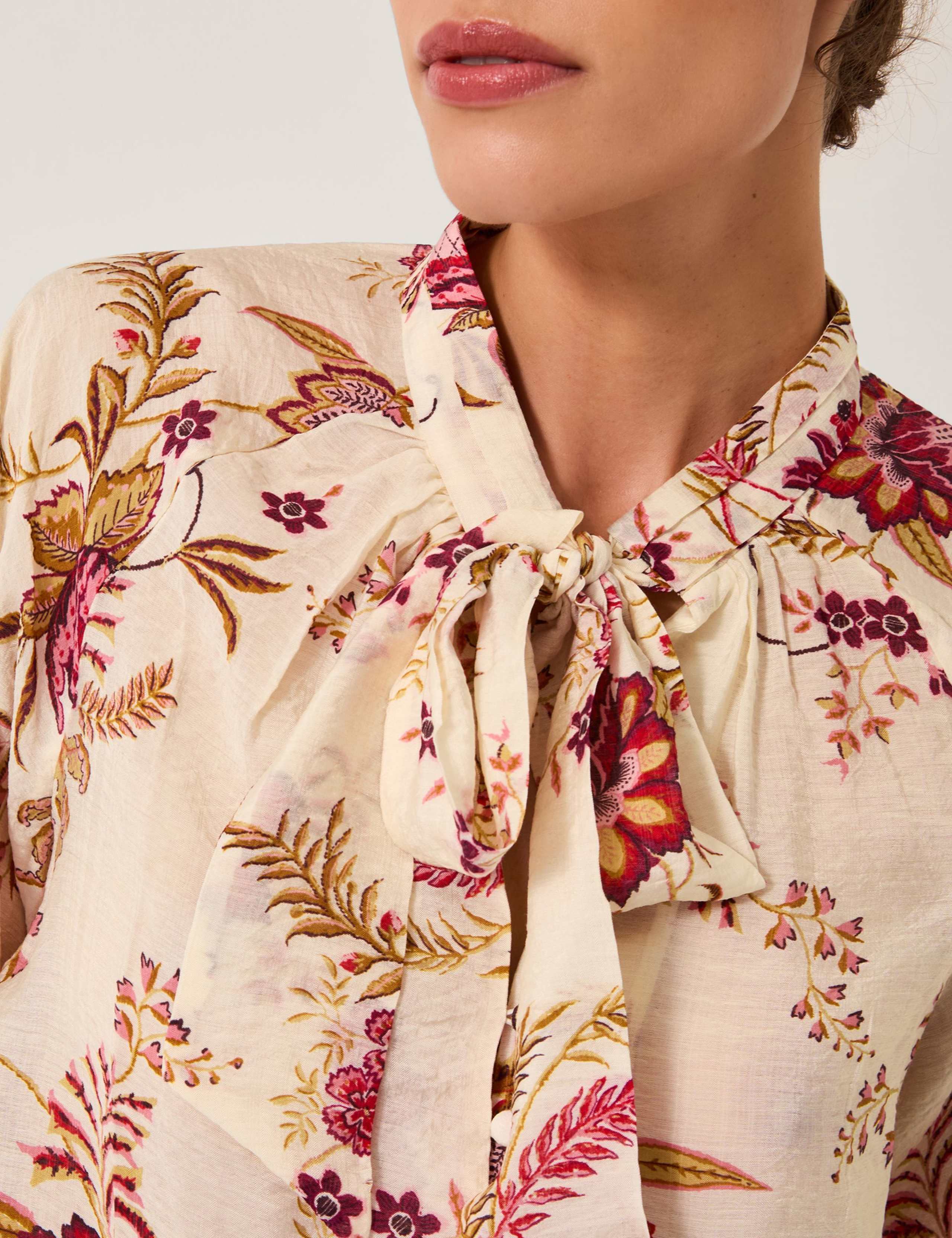 Floral Tie Neck Button Through Blouse 4 of 5