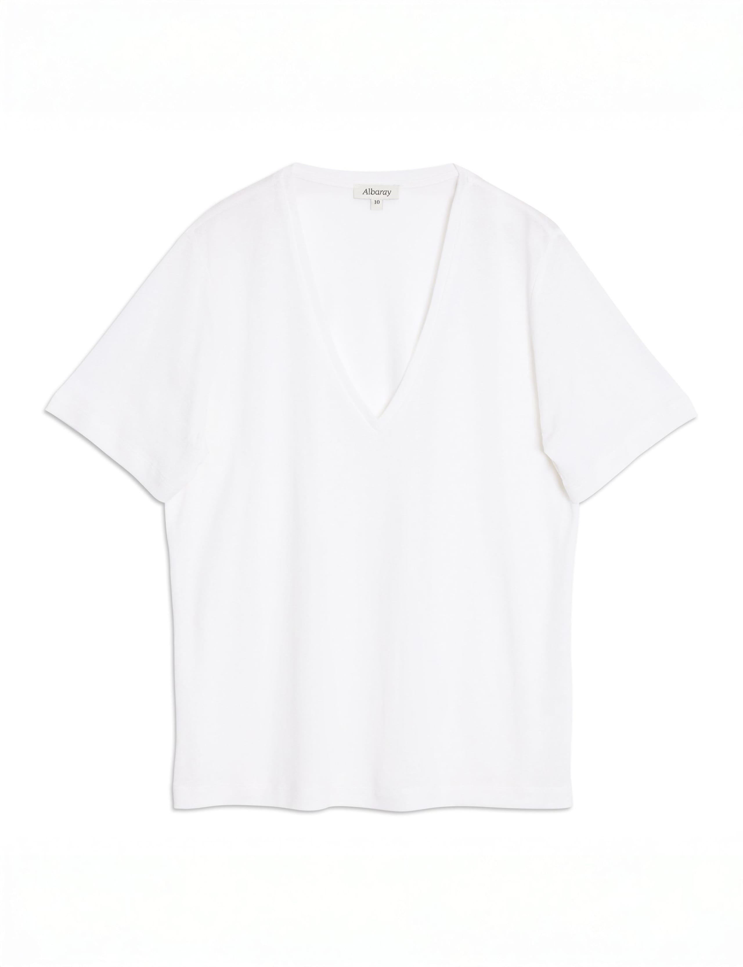 Linen Blend V-Neck T-Shirt 2 of 4