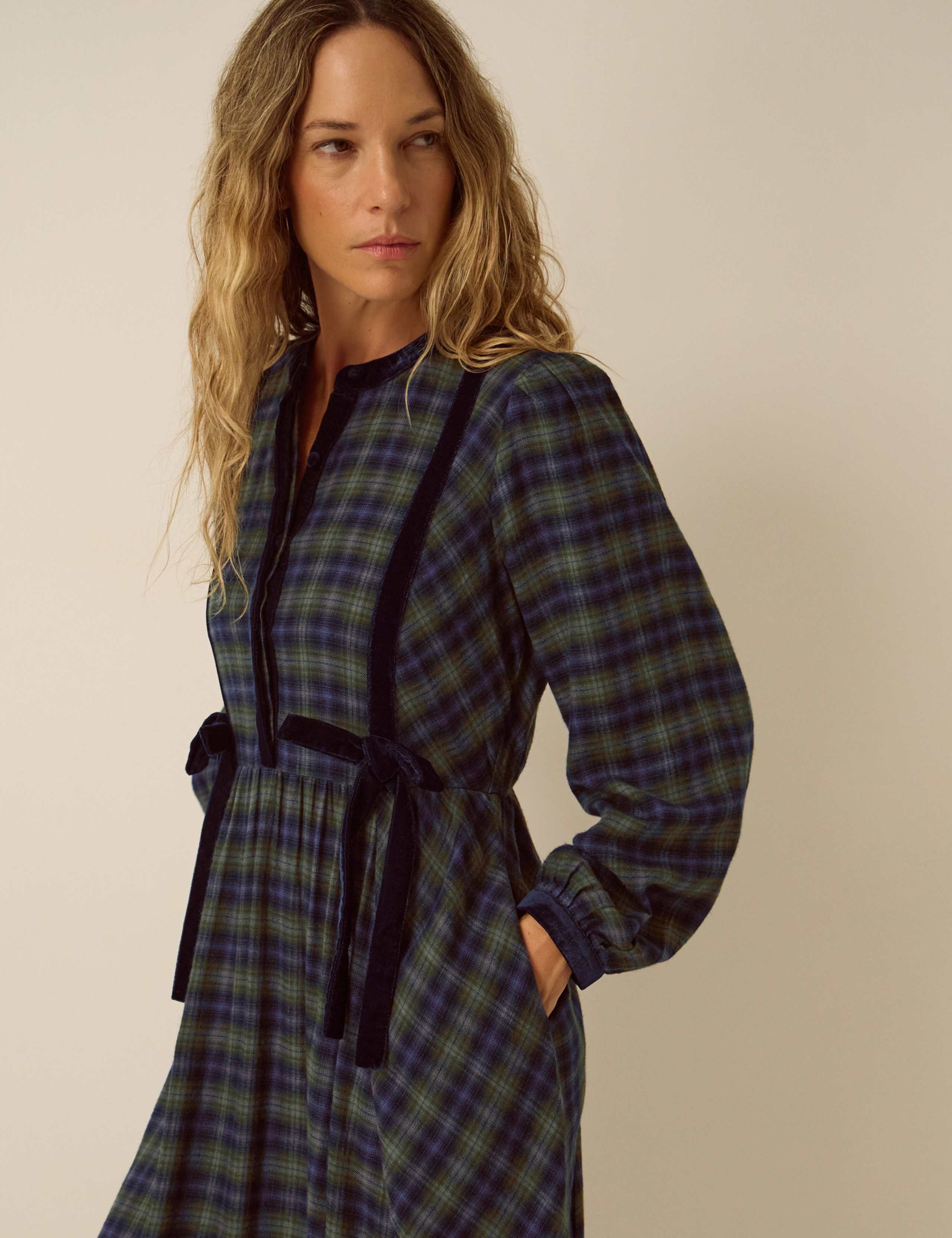 Cotton Blend Checked Midi Dress 4 of 5