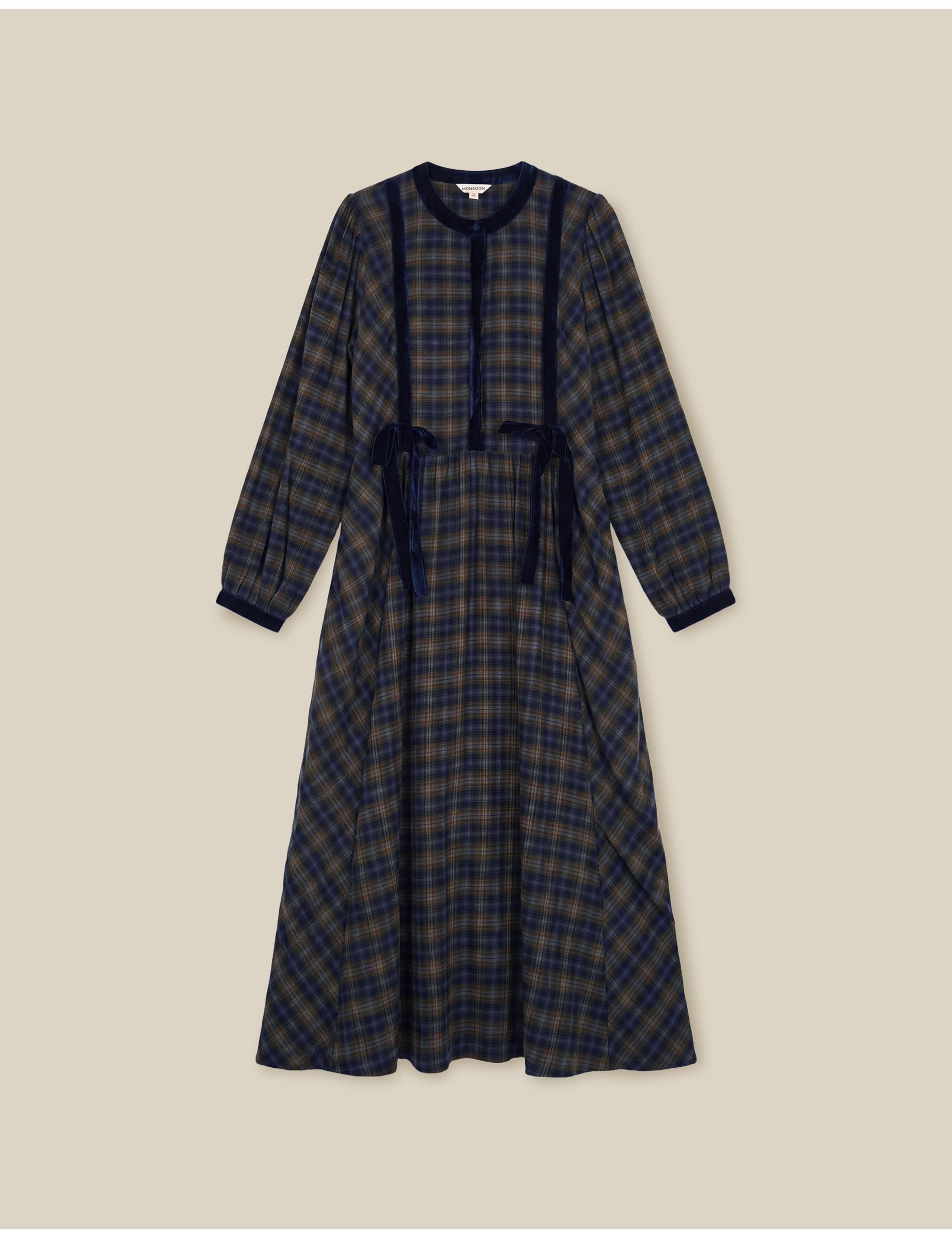 Cotton Blend Checked Midi Dress 2 of 5