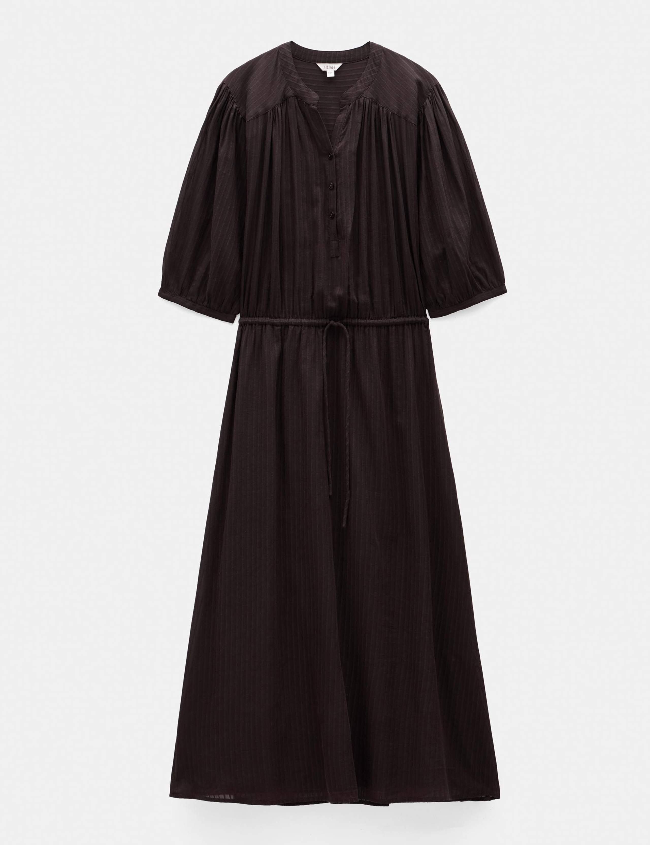 Cotton Rich Notch Neck Midaxi Waisted Dress 2 of 6
