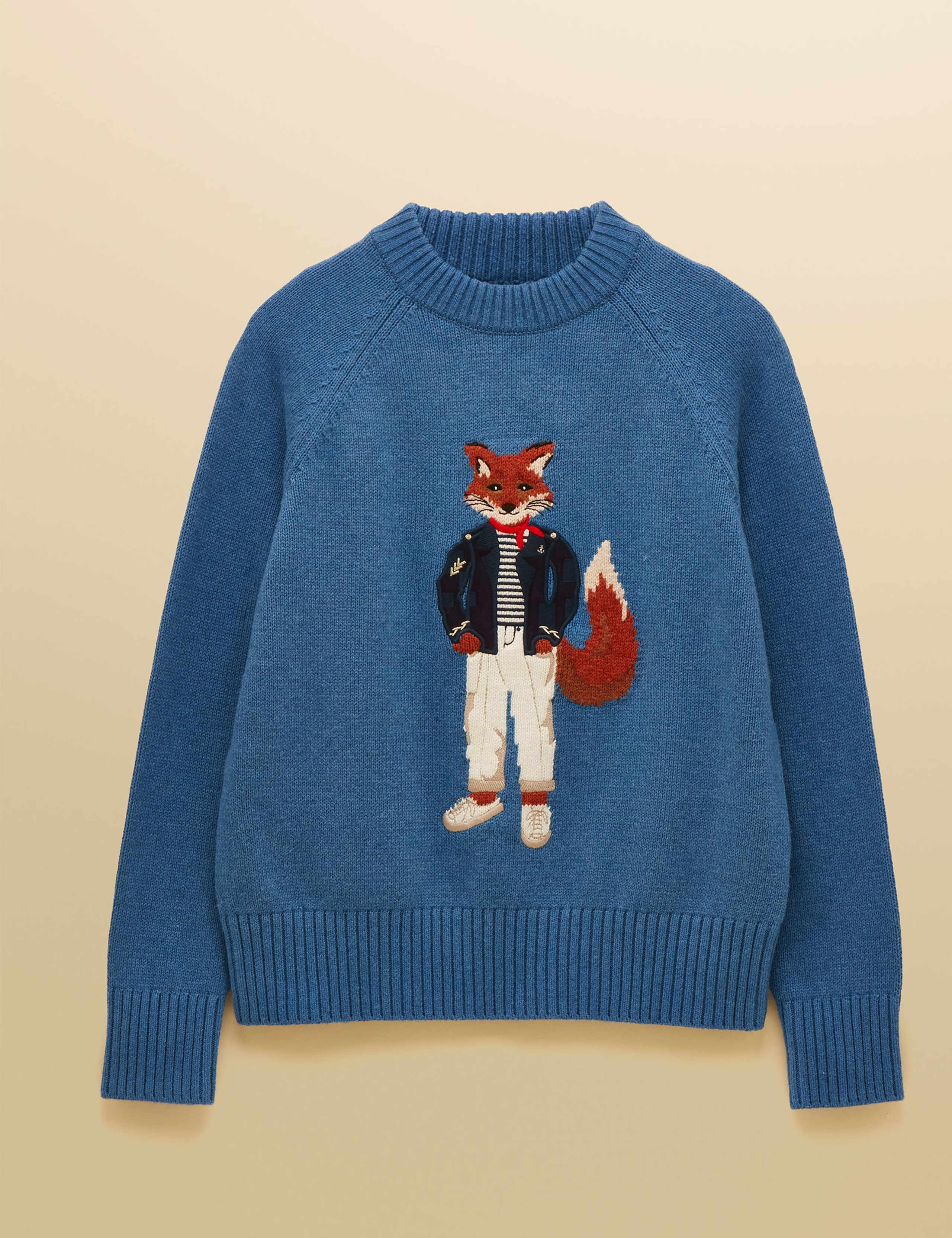 Cotton Rich Intarsia Fox Jumper with Wool 2 of 6
