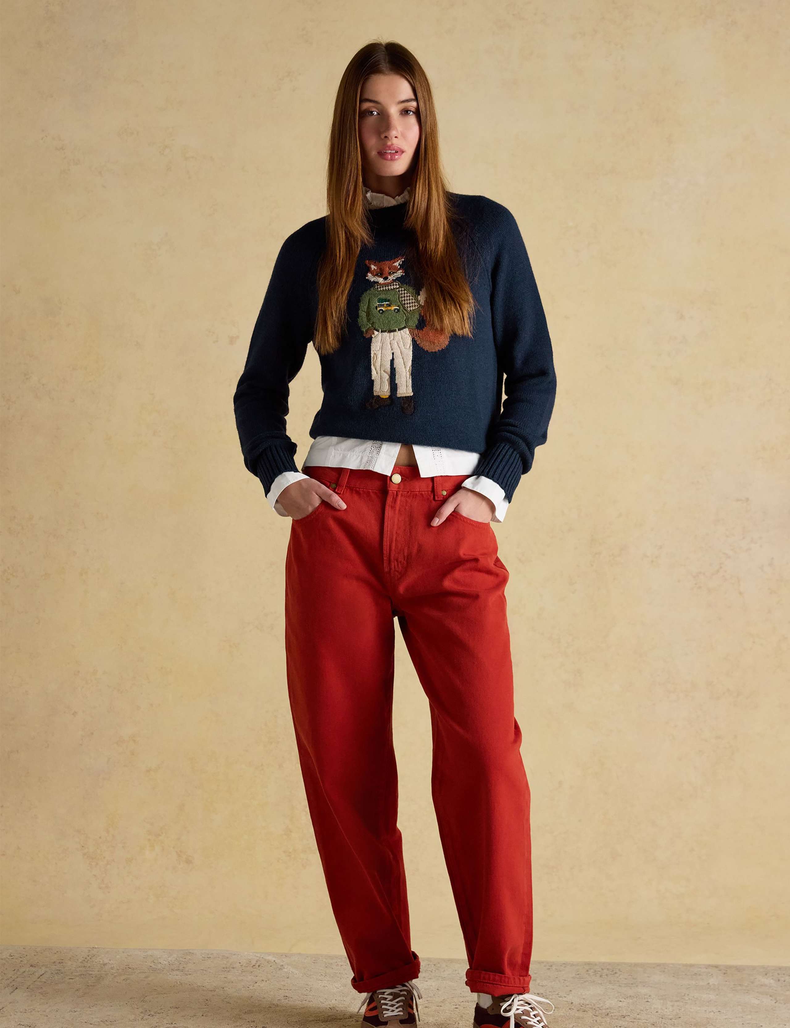 Cotton Rich Intarsia Fox Jumper with Wool 3 of 8