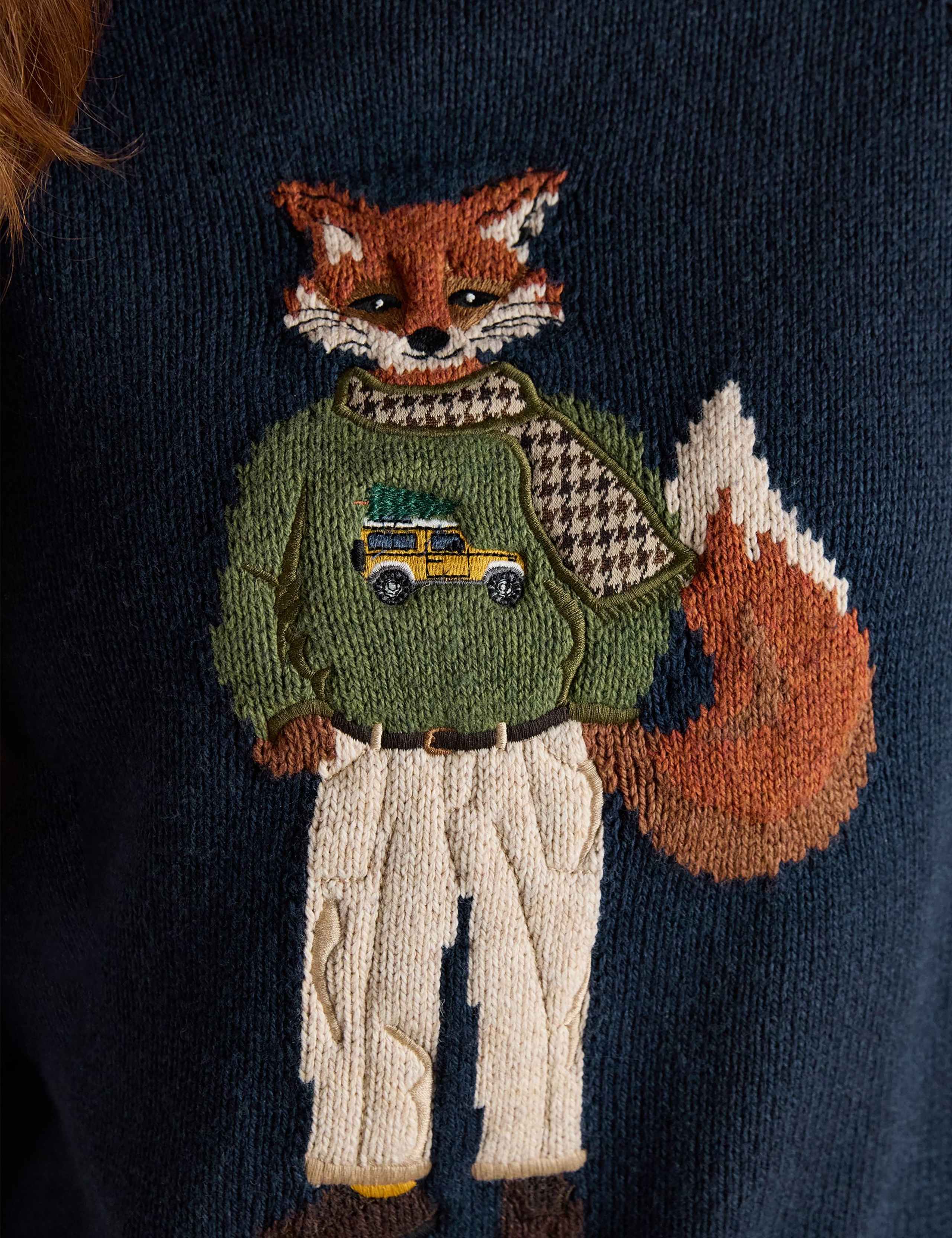 Cotton Rich Intarsia Fox Jumper with Wool 7 of 8