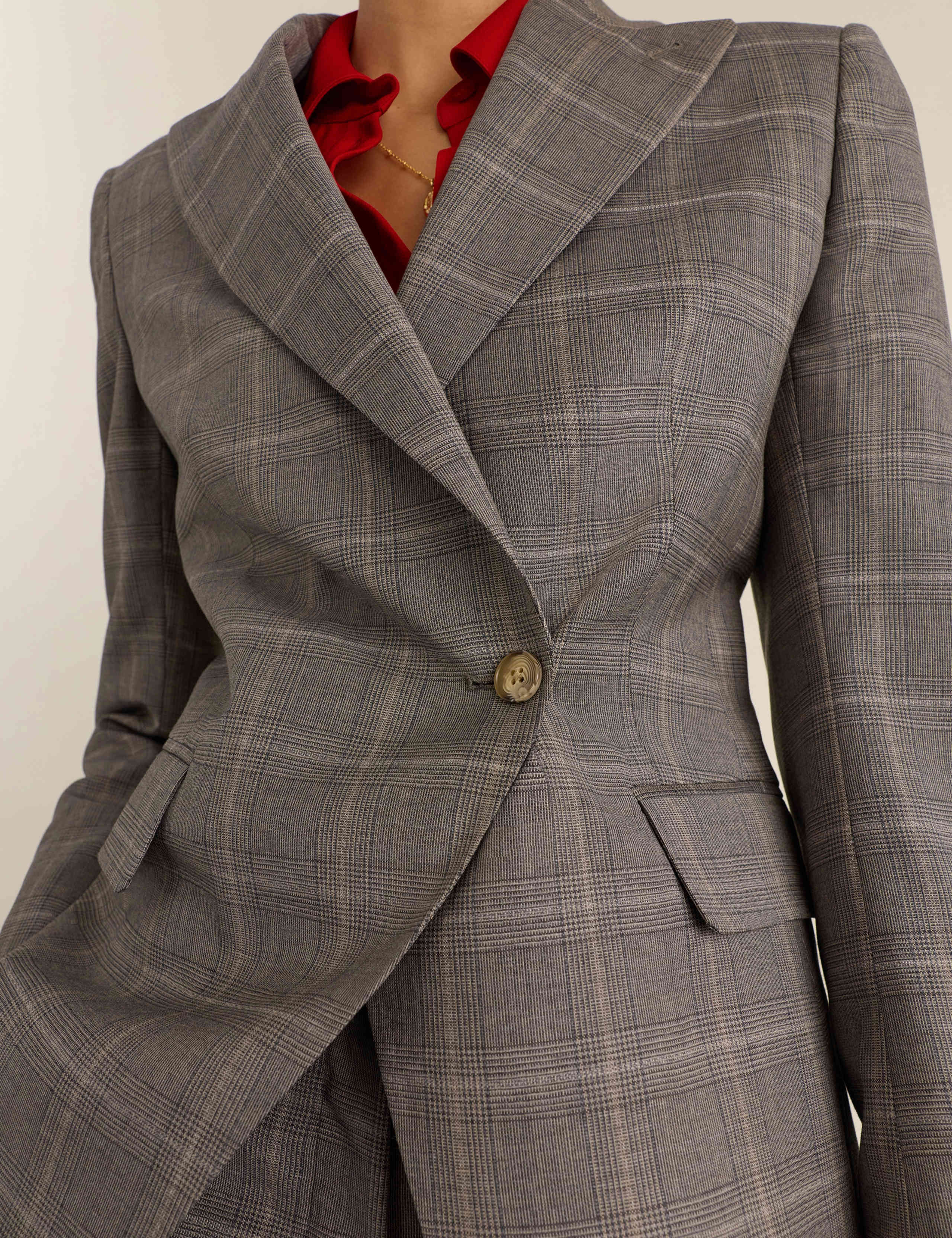 Pure Wool Relaxed Check Cinched Waist Blazer 5 of 6