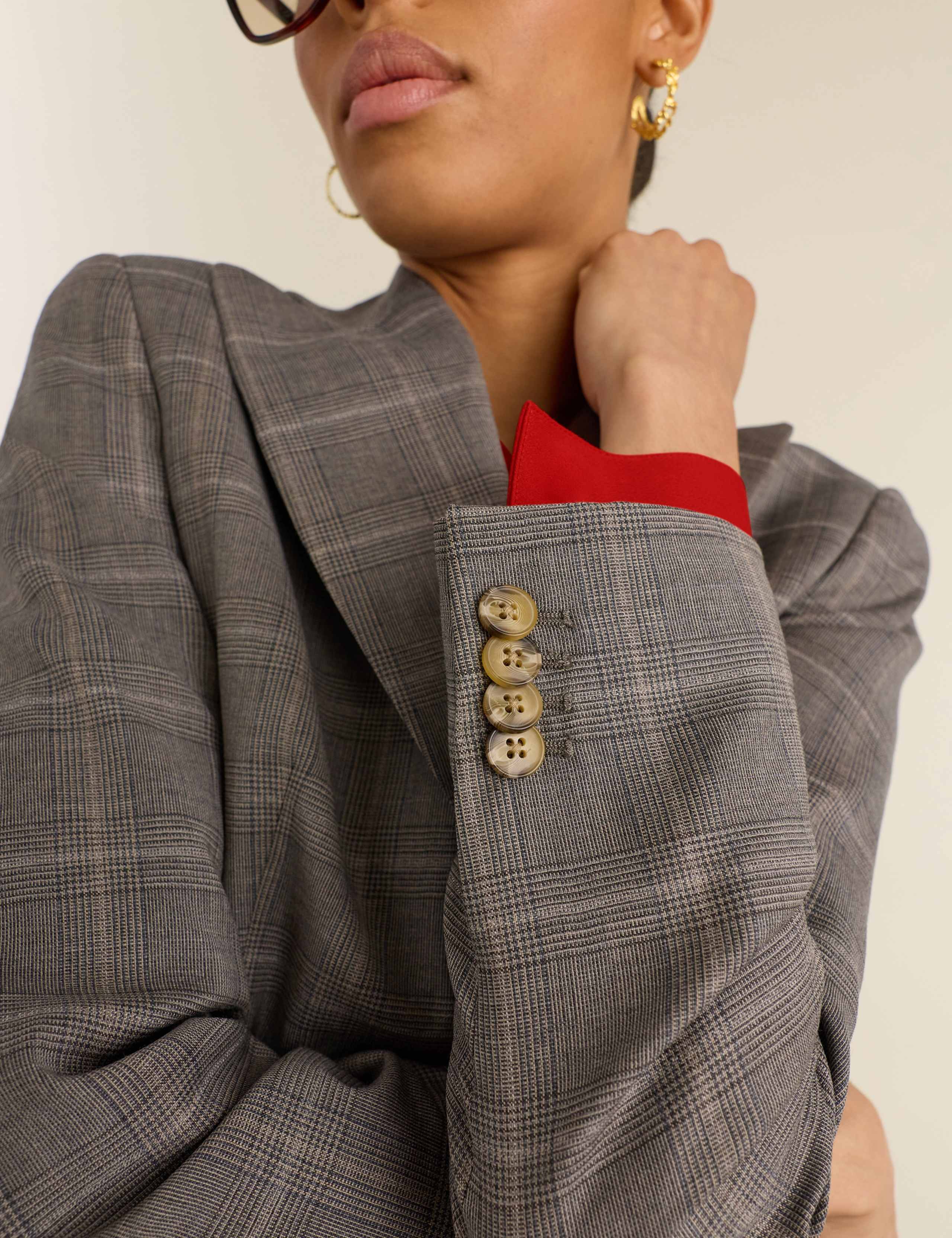 Pure Wool Relaxed Check Cinched Waist Blazer 6 of 6