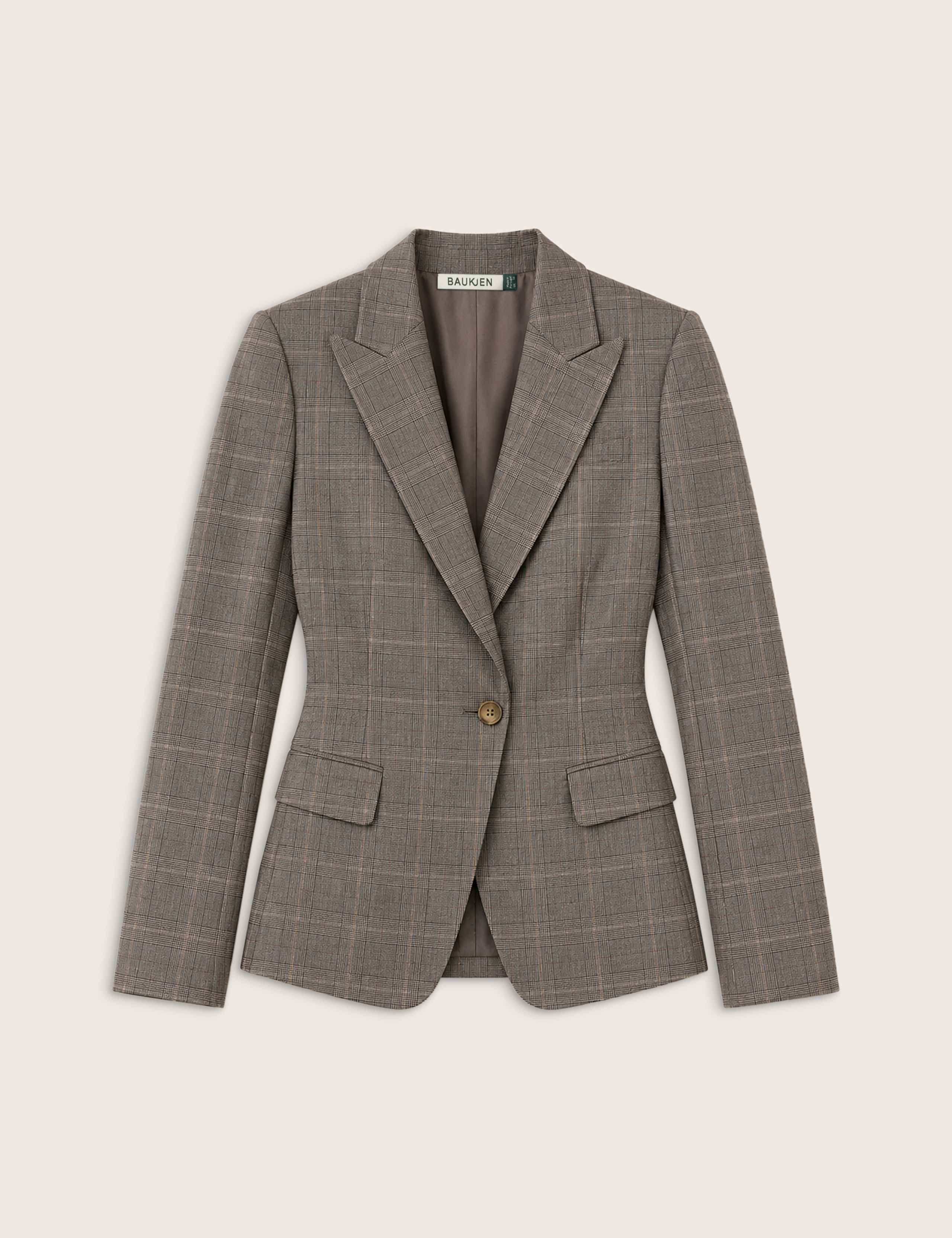 Pure Wool Relaxed Check Cinched Waist Blazer 2 of 6