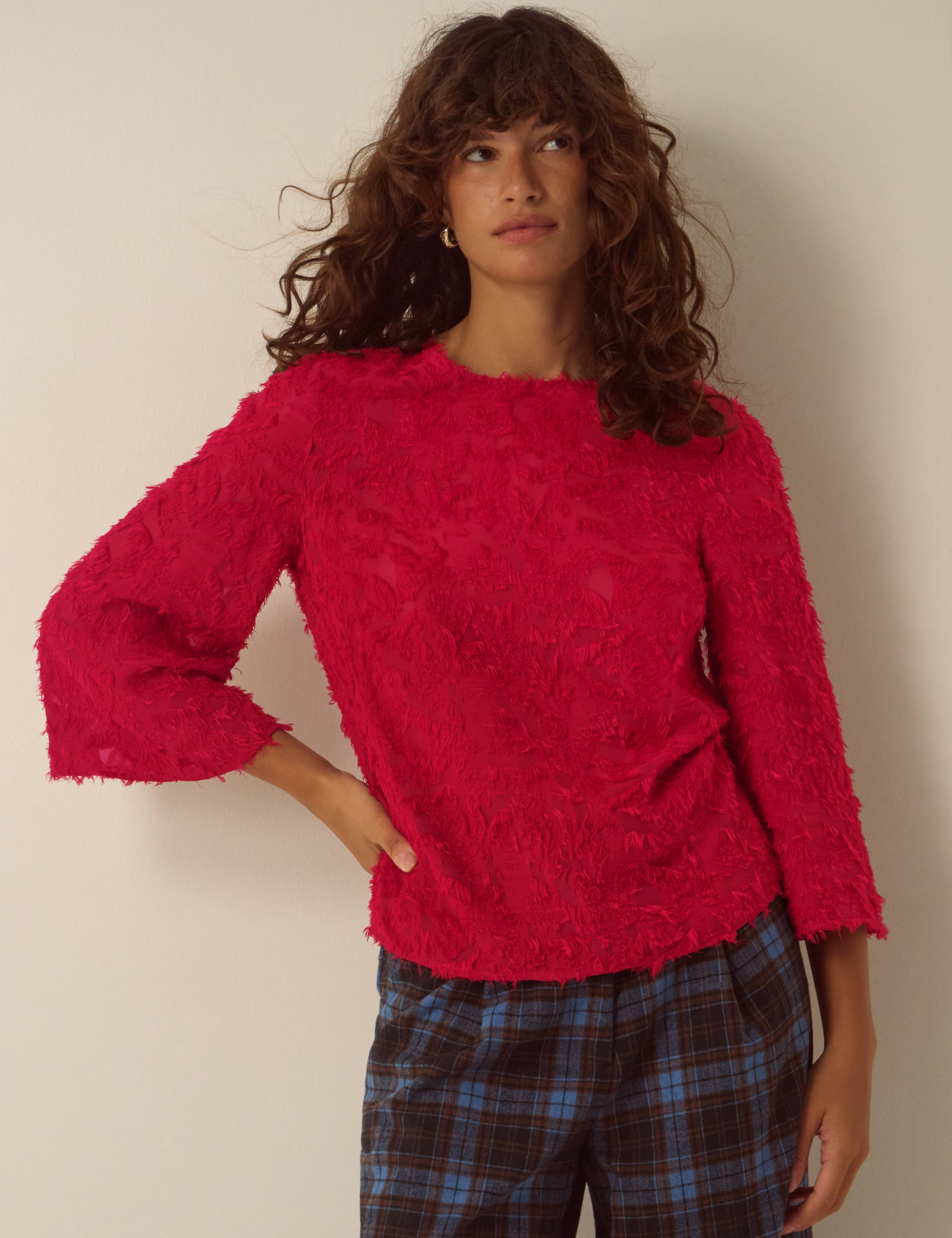 3D Applique Round Neck Top 1 of 5