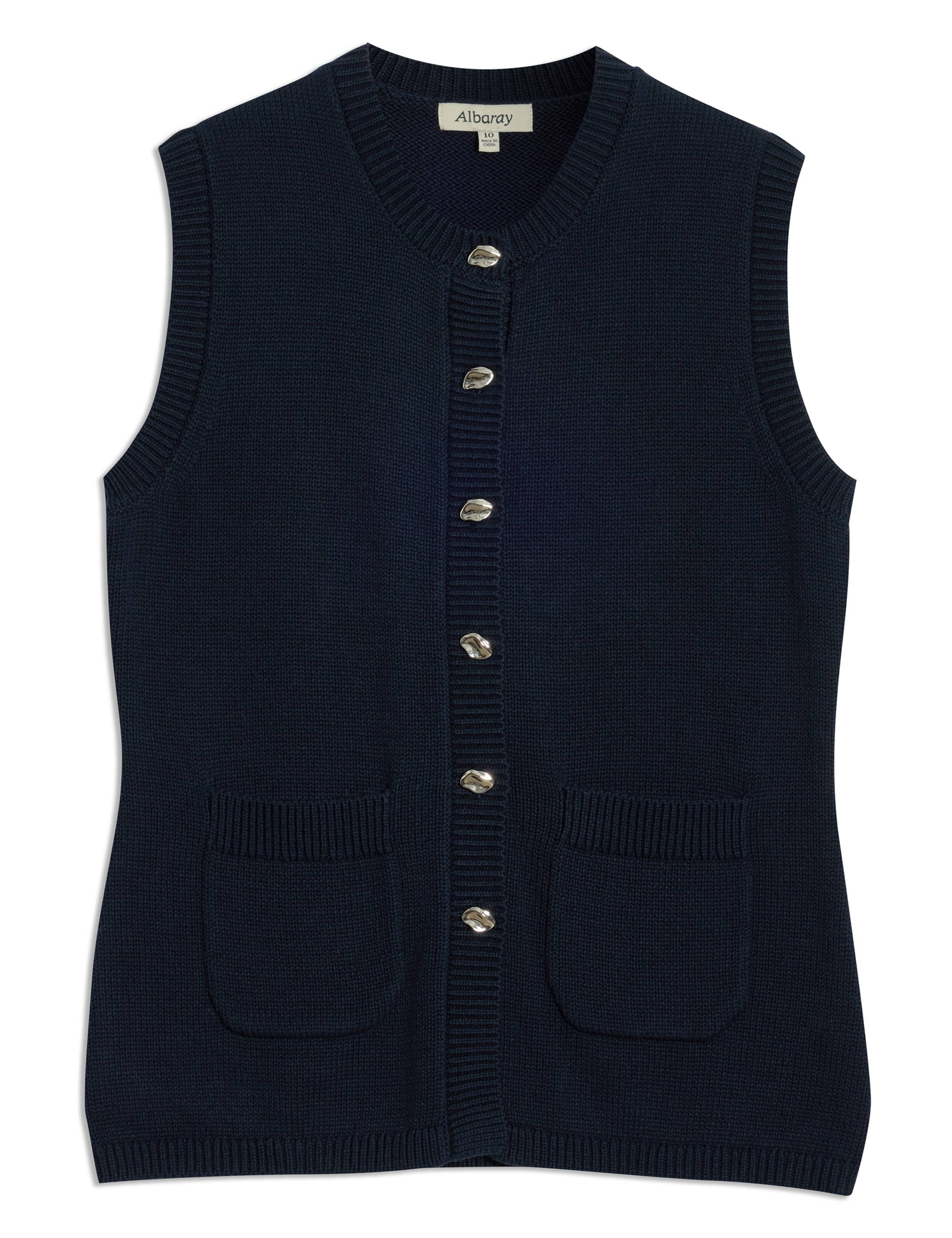 Pure Cotton Knitted Longline Waistcoat 2 of 5