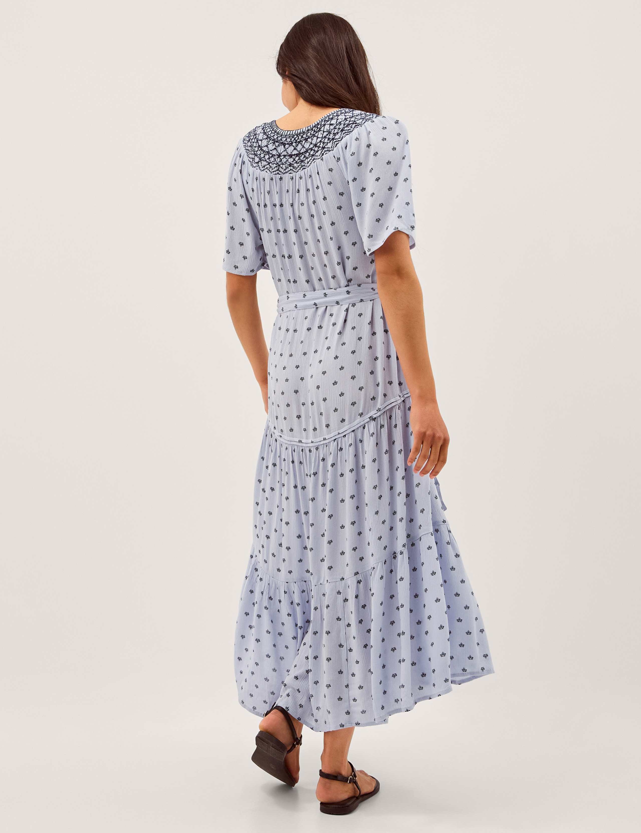 Printed Embroidered Midi Smock Dress 2 of 4
