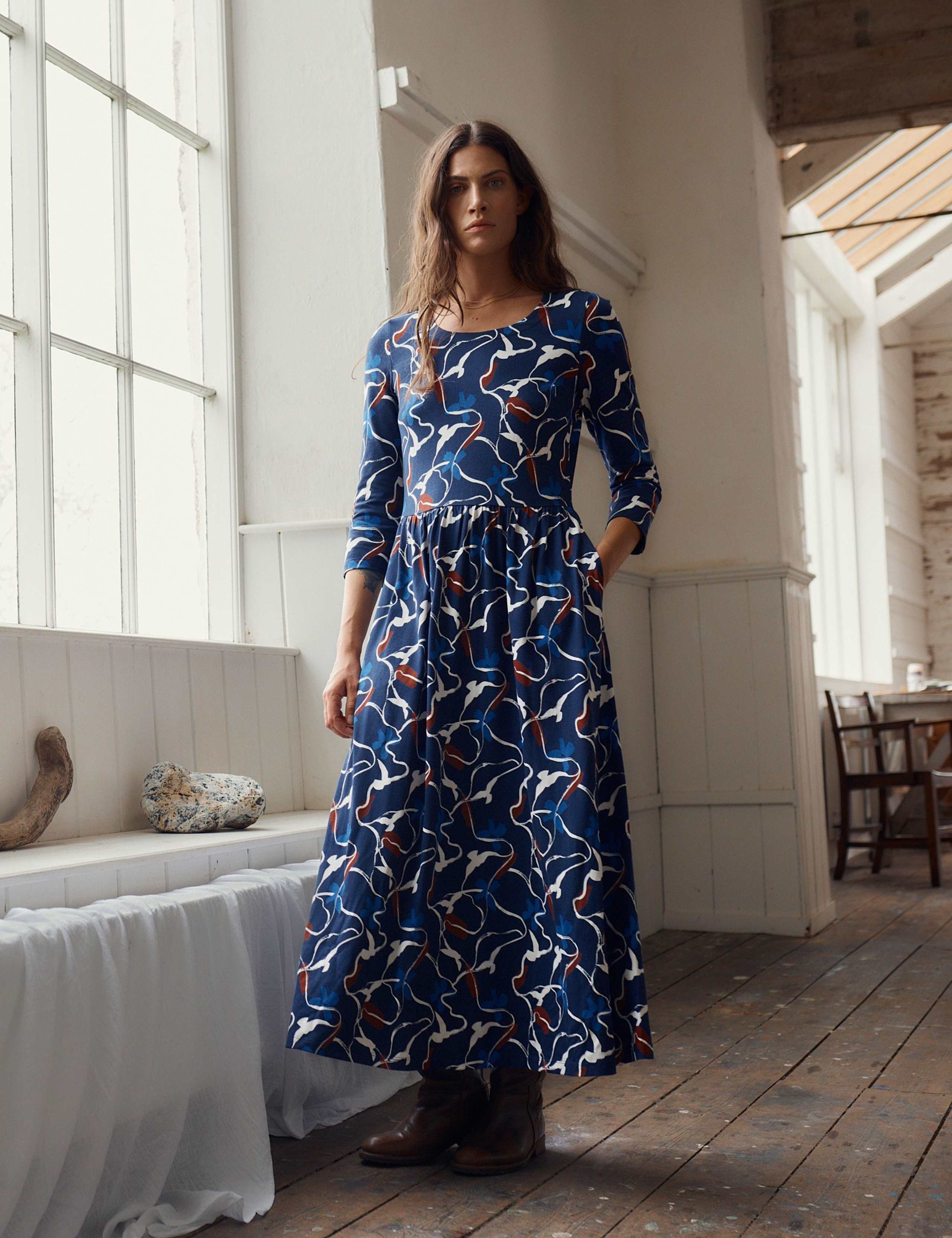 Cotton Modal Blend Midaxi Waisted Dress 5 of 6