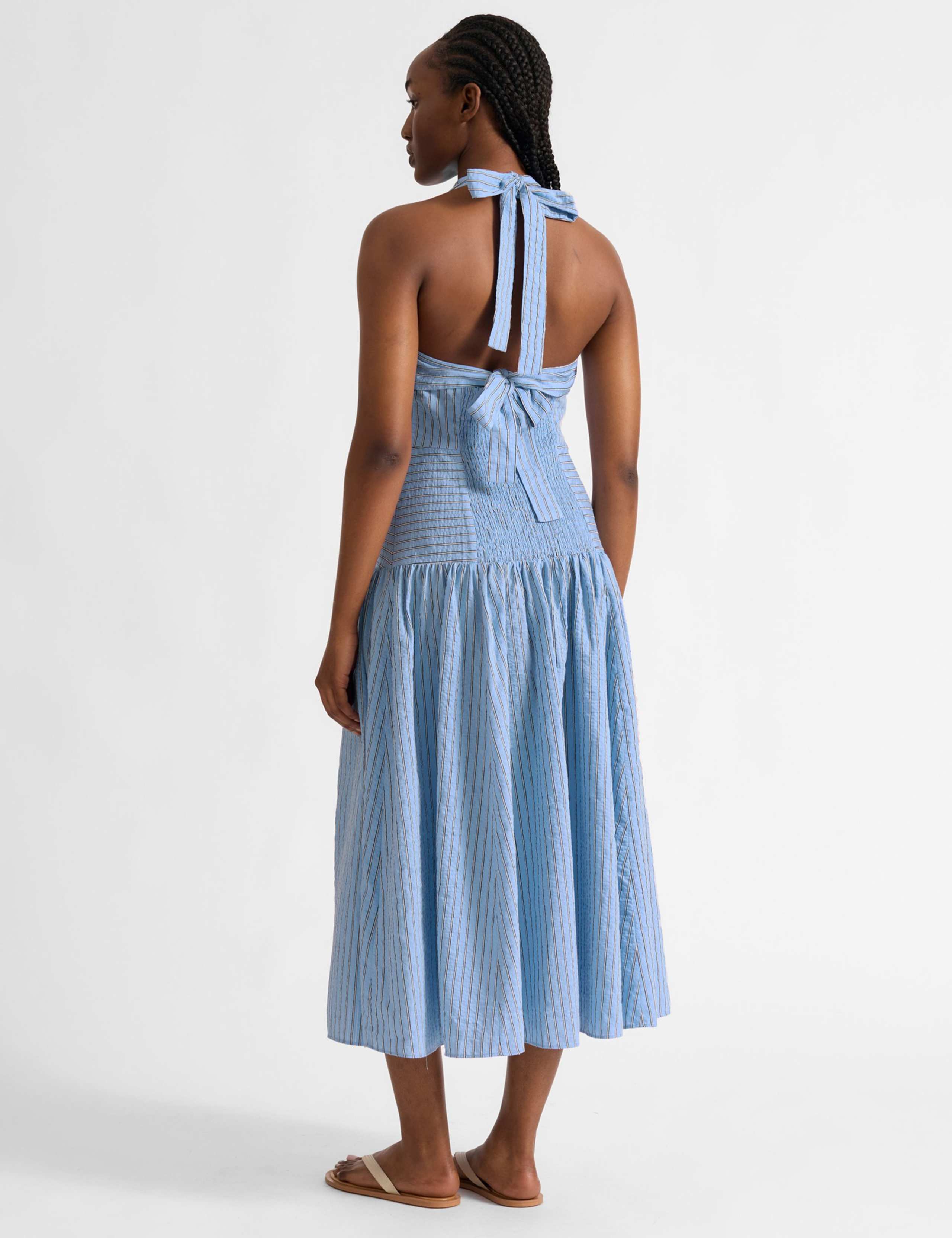 Striped Halter Neck Midi Skater Dress 4 of 6