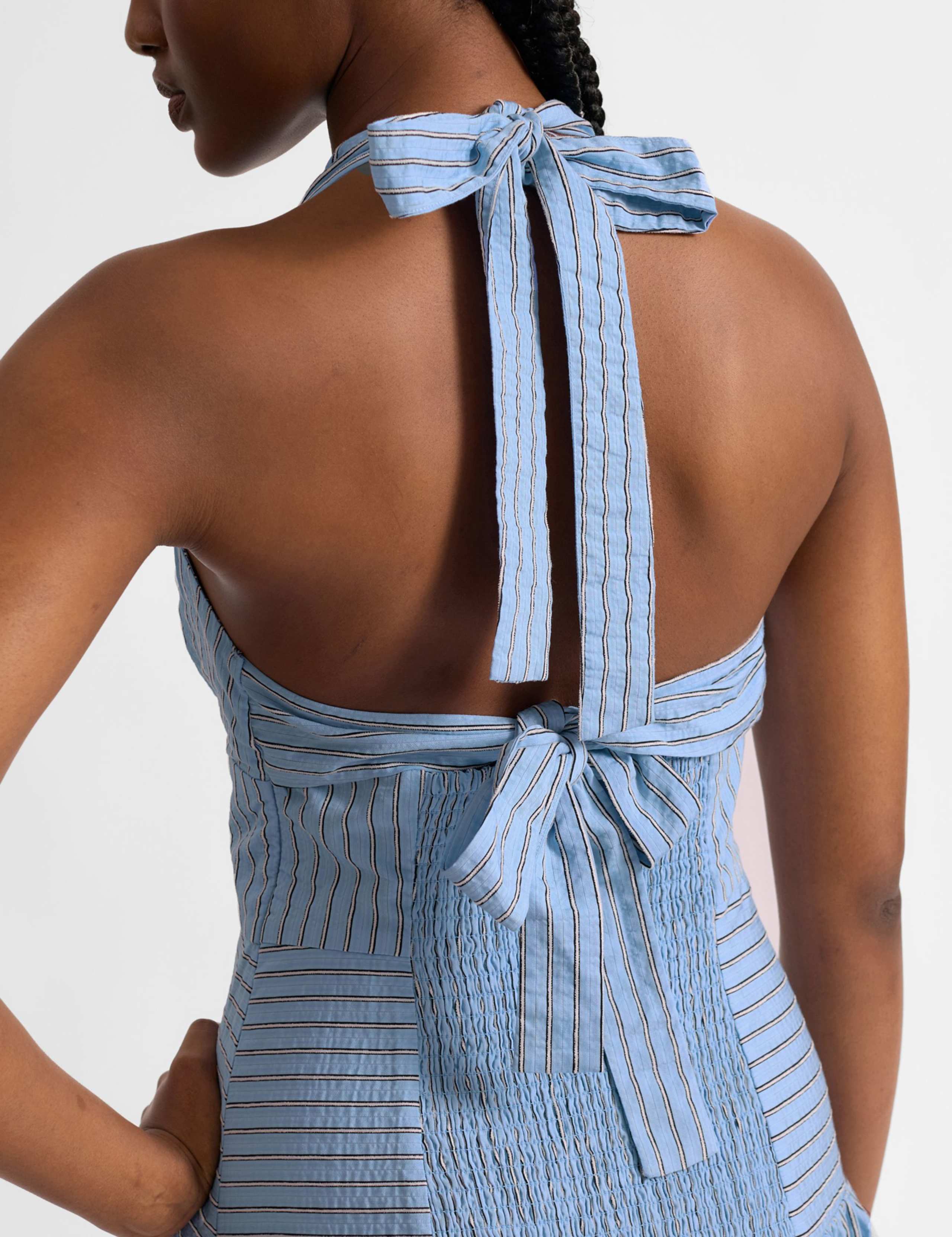 Striped Halter Neck Midi Skater Dress 5 of 6