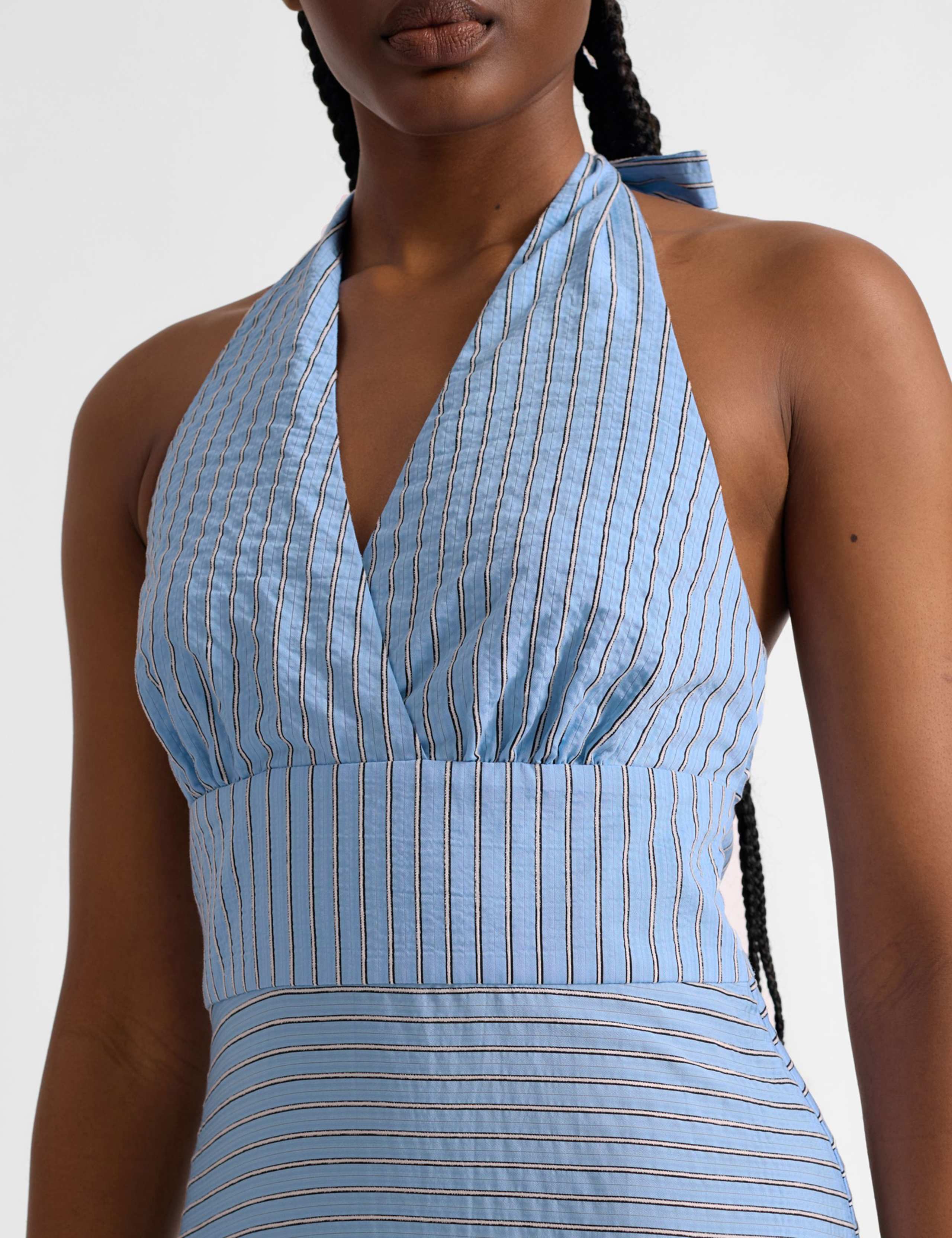 Striped Halter Neck Midi Skater Dress 6 of 6
