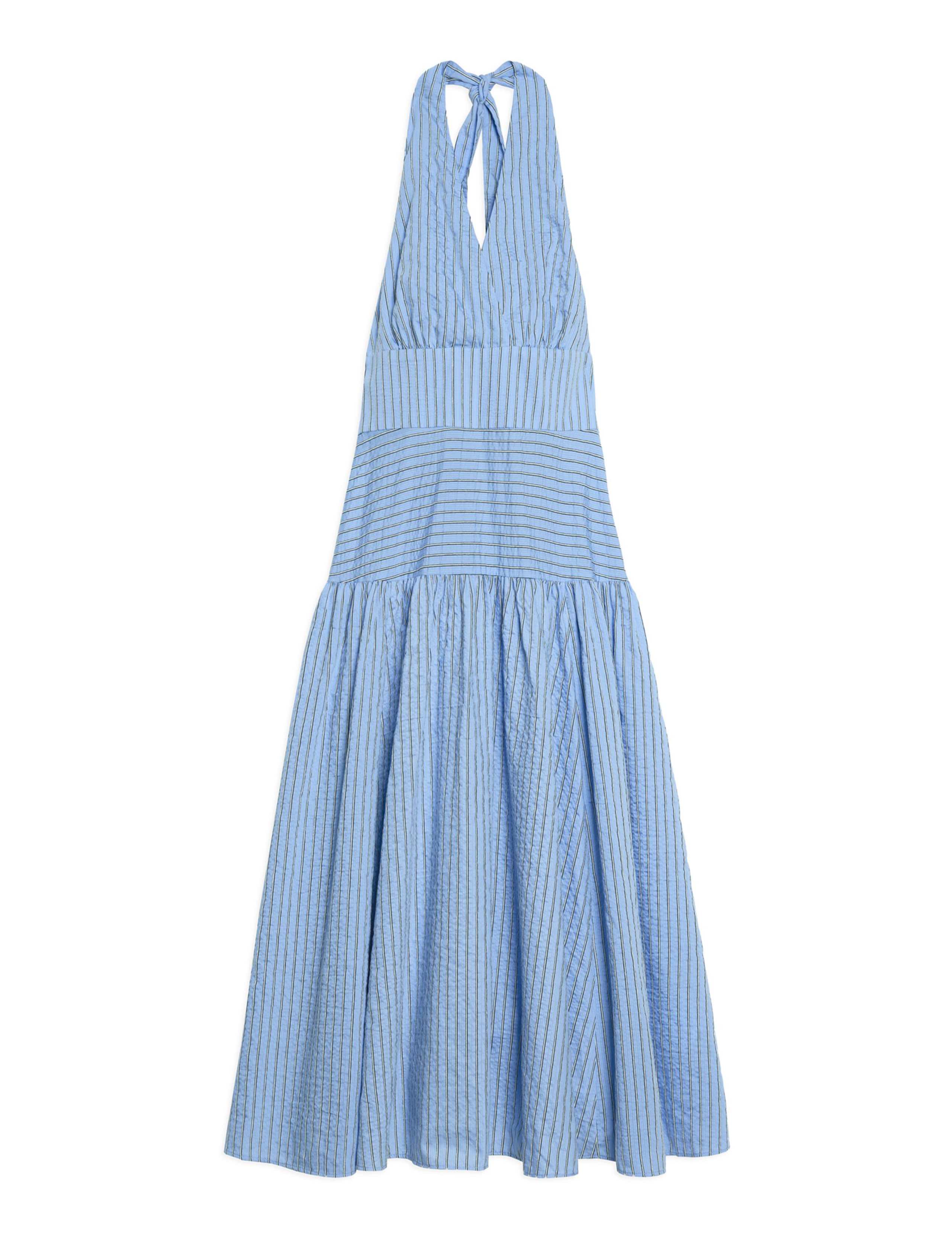 Striped Halter Neck Midi Skater Dress 2 of 6