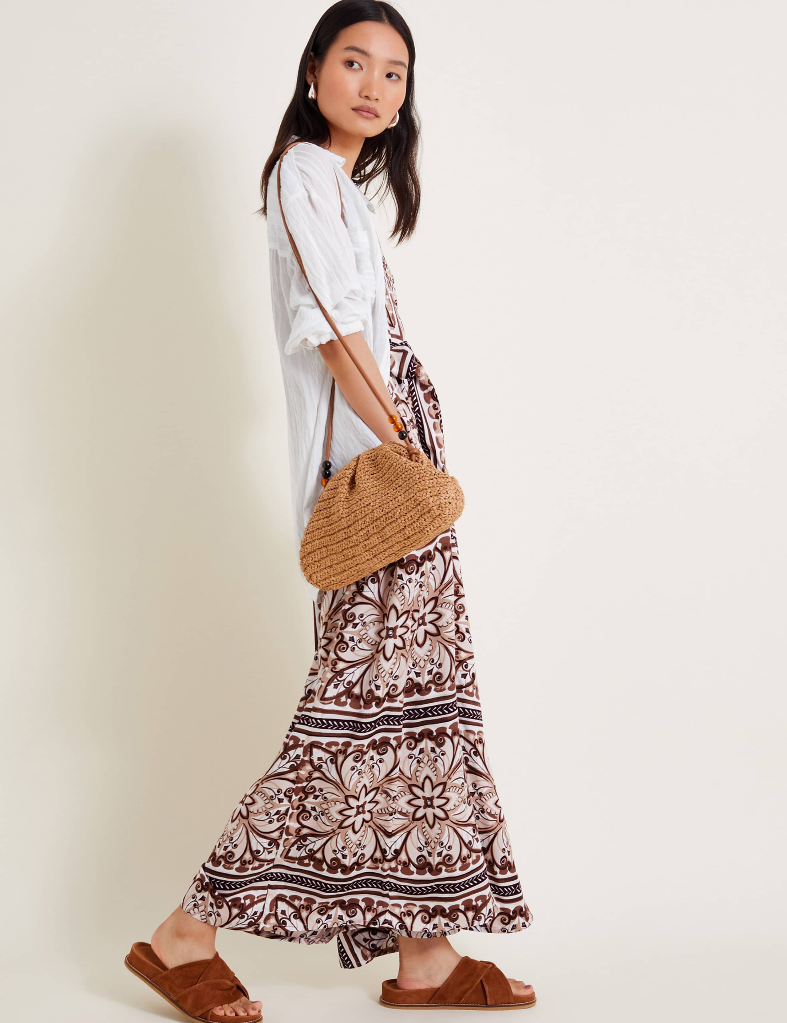 Printed Belted Sleeveless Wide Leg Jumpsuit 3 of 5