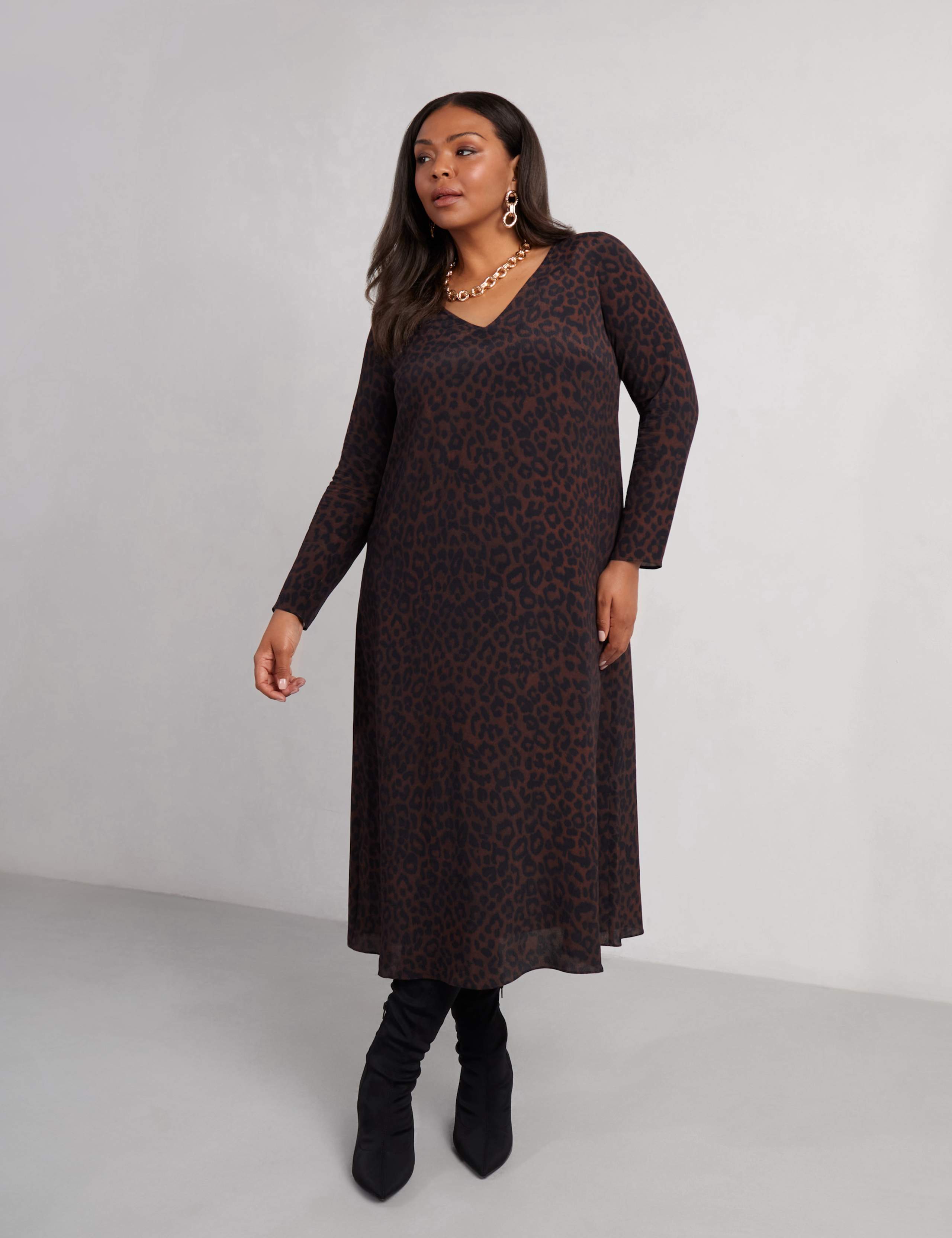 Animal Print V-Neck Midaxi Swing Dress 2 of 4