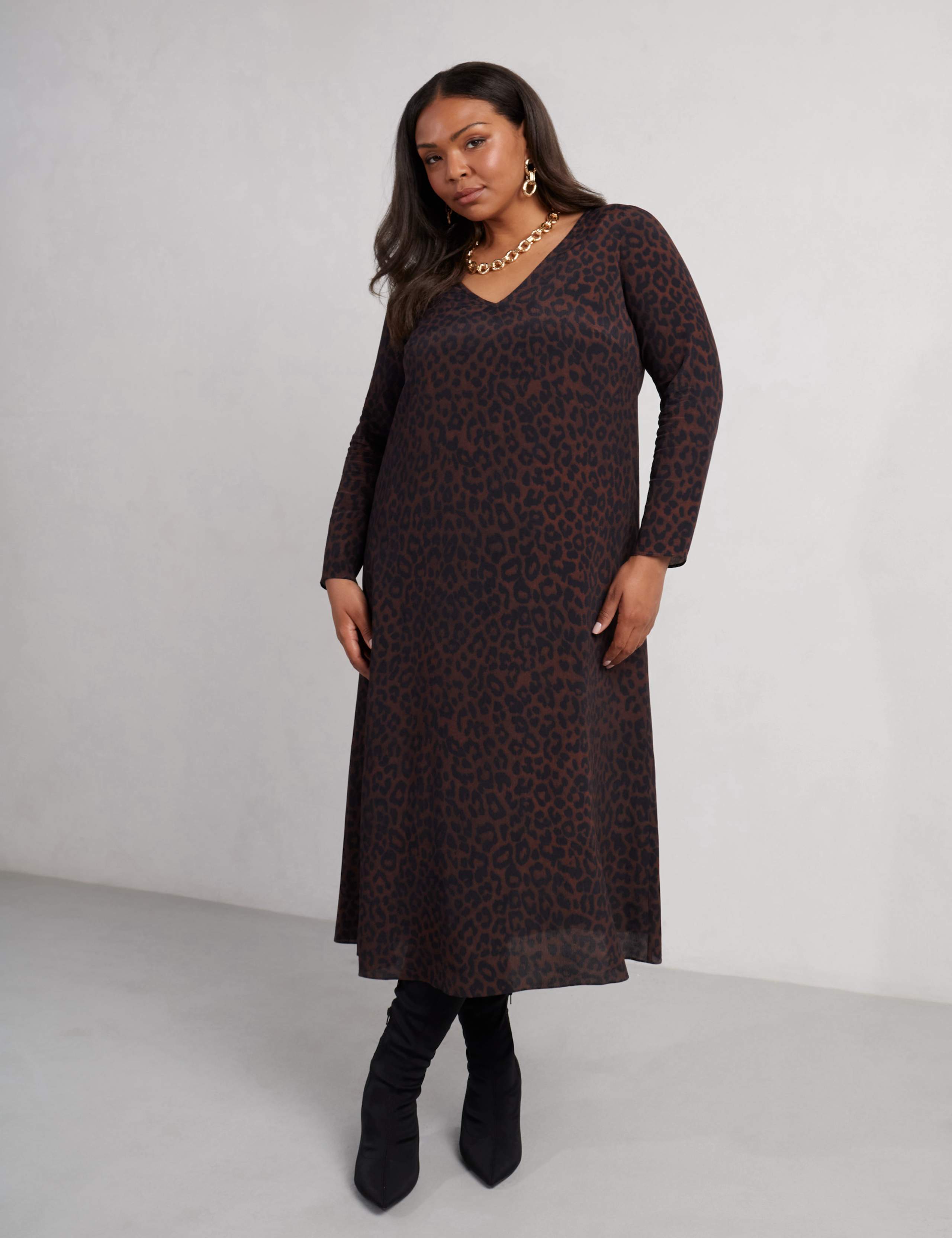 Animal Print V-Neck Midaxi Swing Dress 3 of 4