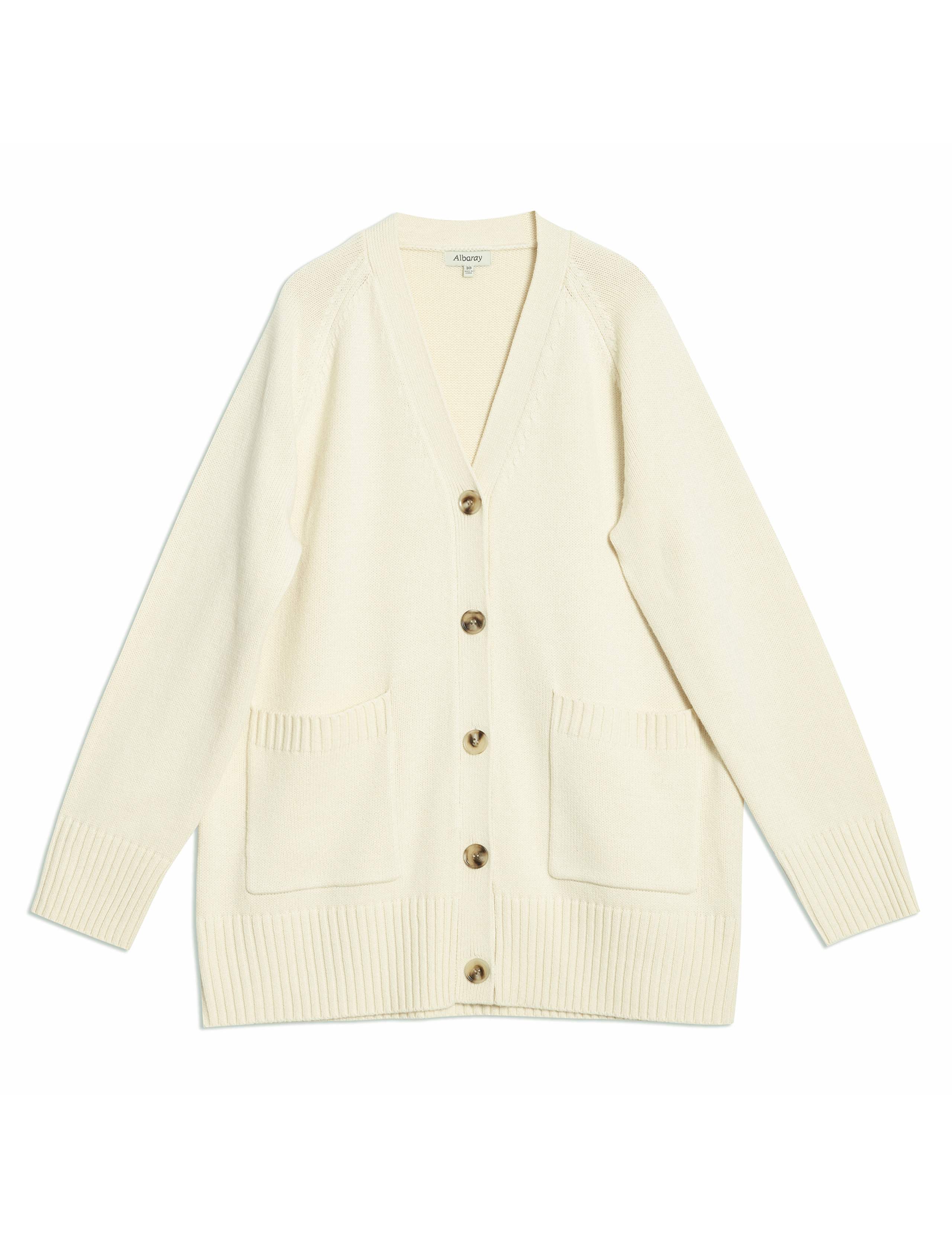V-Neck Button Front Longline Cardigan with Wool 2 of 6