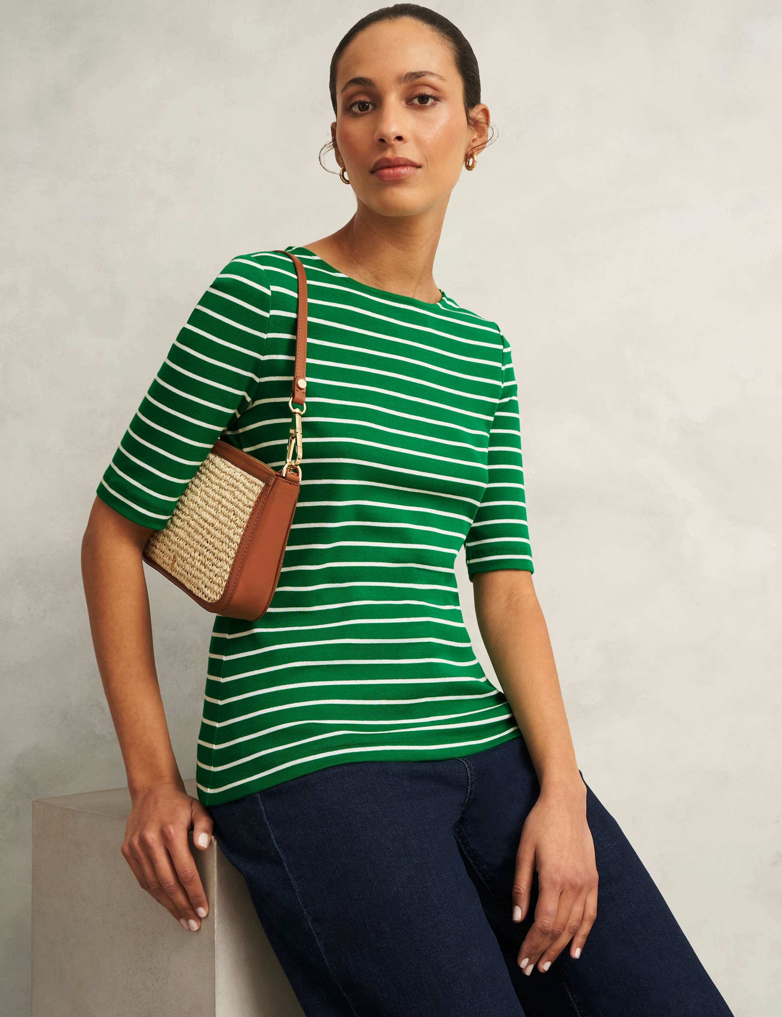 Pure Cotton Striped Button Back Top 3 of 7