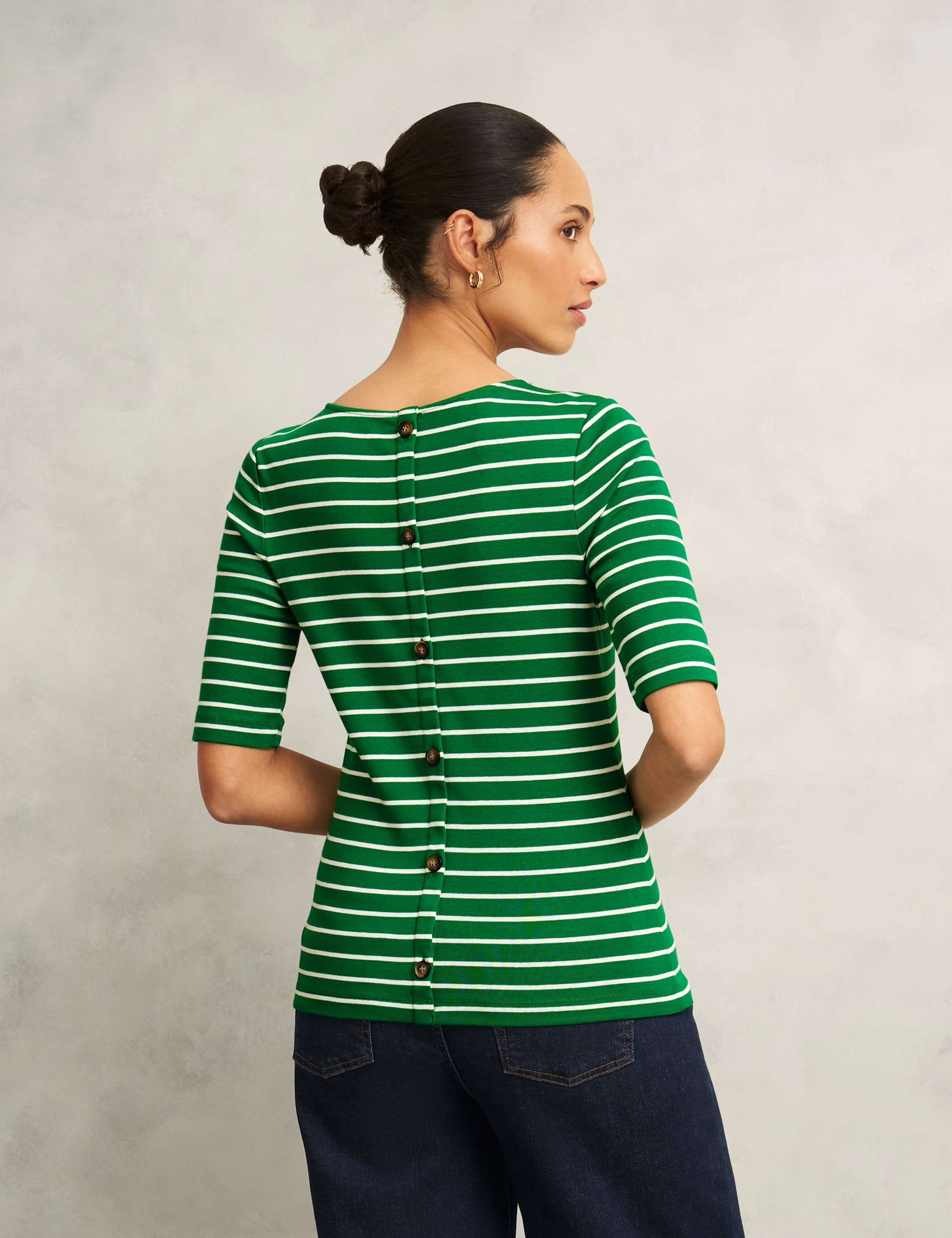 Pure Cotton Striped Button Back Top 4 of 7