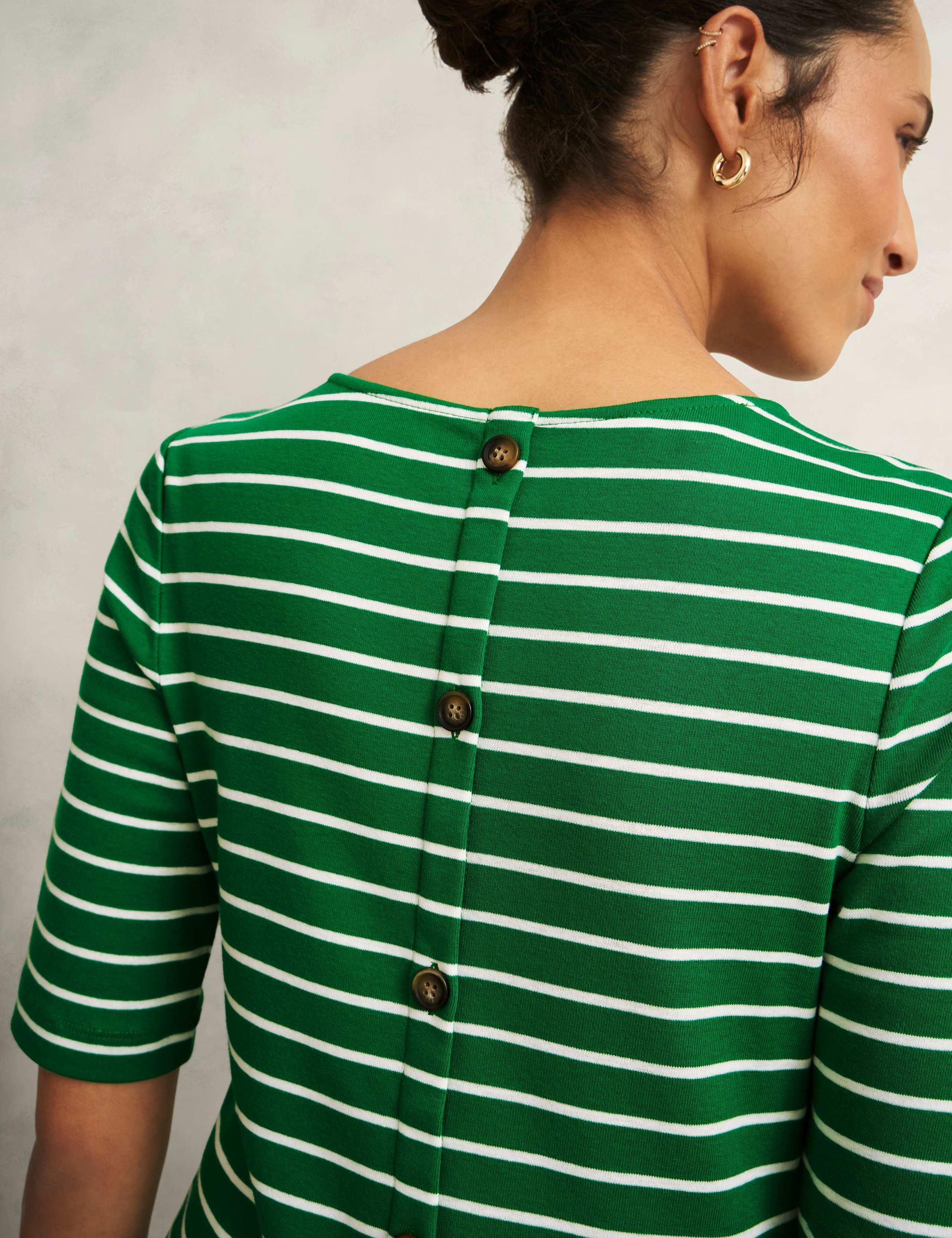 Pure Cotton Striped Button Back Top 5 of 7