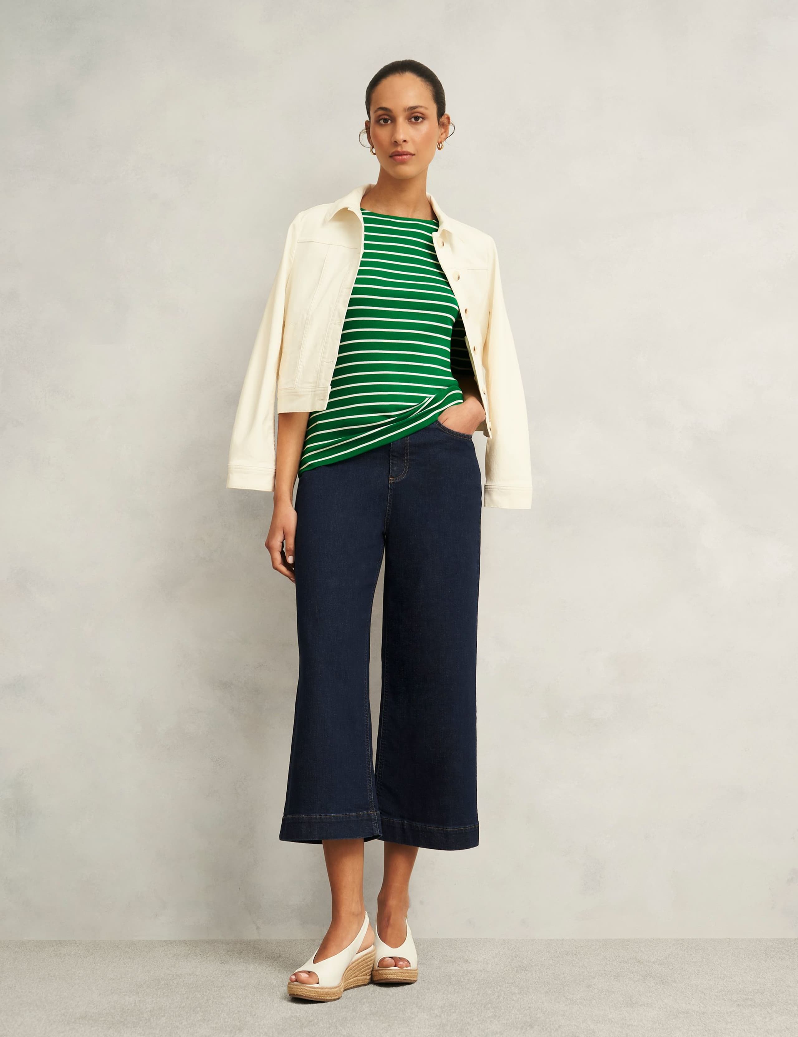 Pure Cotton Striped Button Back Top 7 of 7