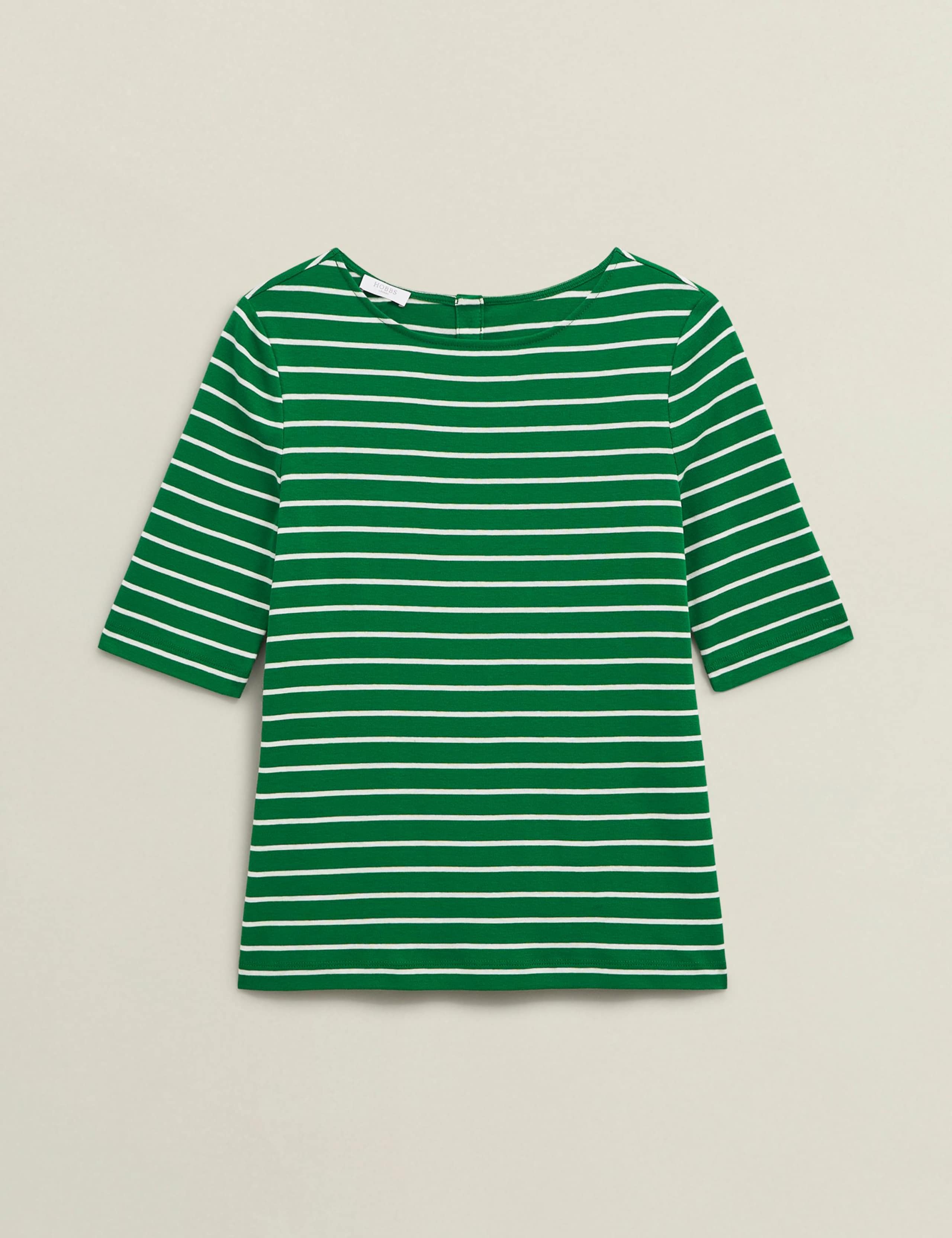 Pure Cotton Striped Button Back Top 2 of 7