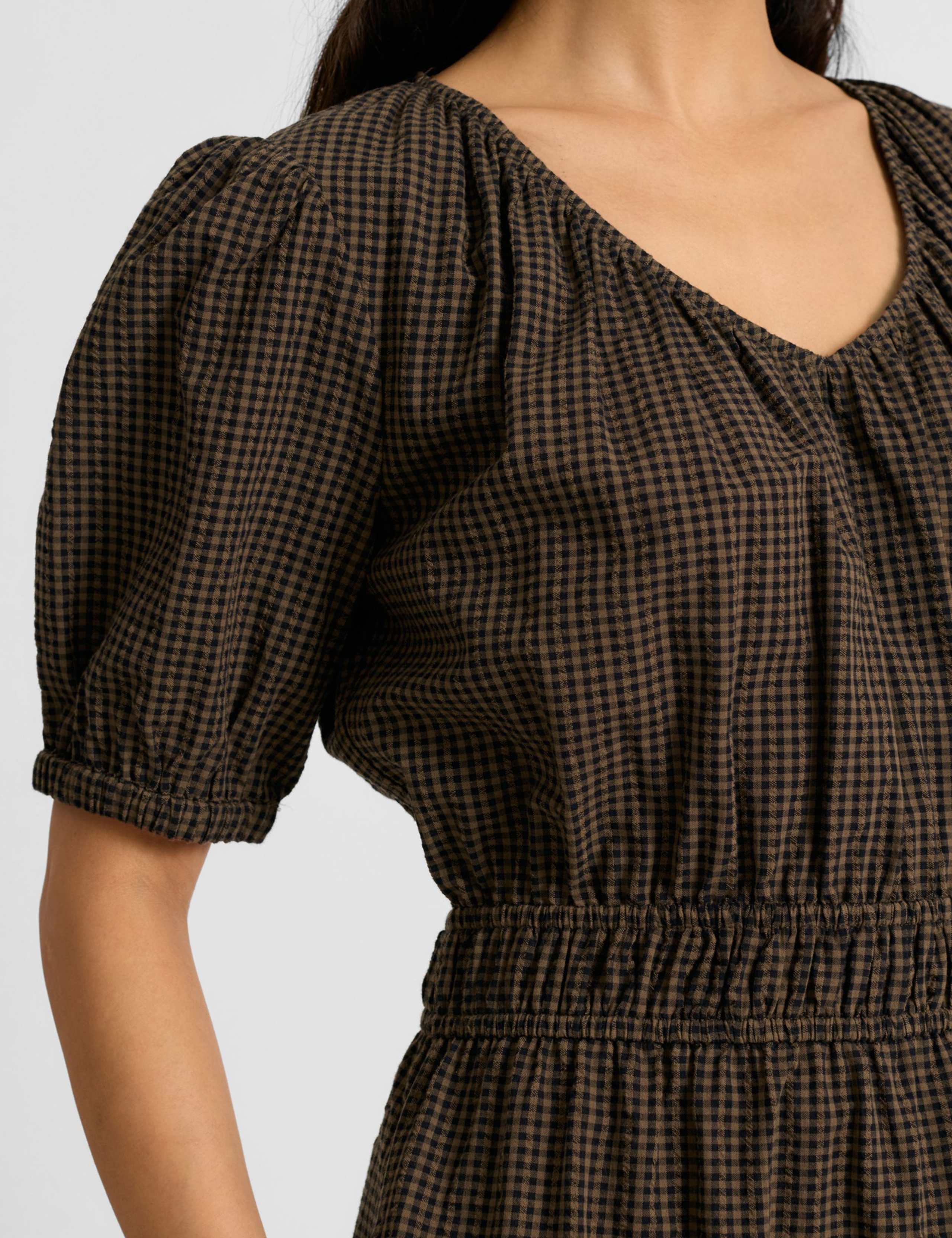 Pure Cotton Checked Midi Smock Dress 4 of 4